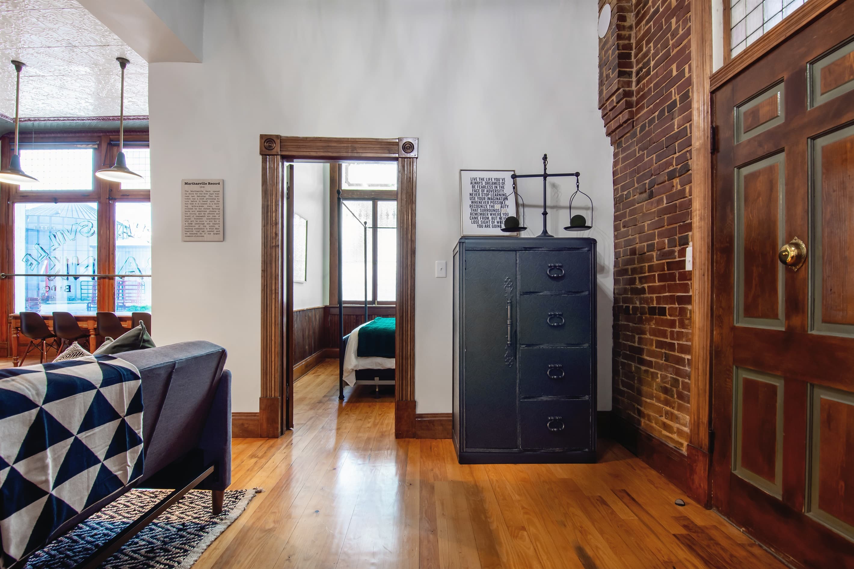 Main level entrance with main level bedroom access at the Bank Haus