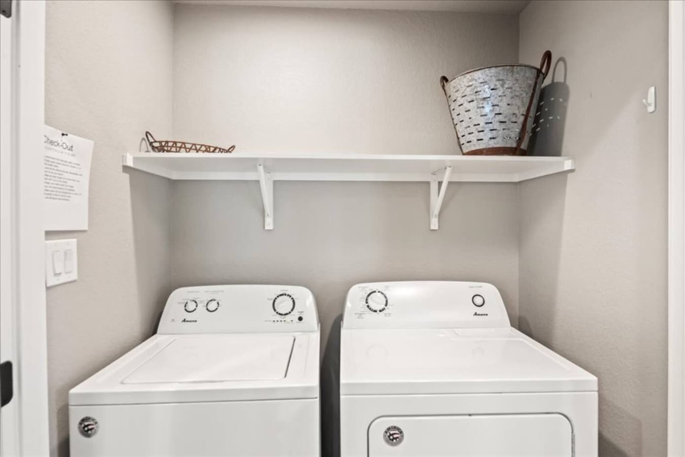 "Pack light and stay fresh—enjoy the convenience of an in-home washer and dryer, perfect for extended stays, lake days, or quick cleanups during your trip."