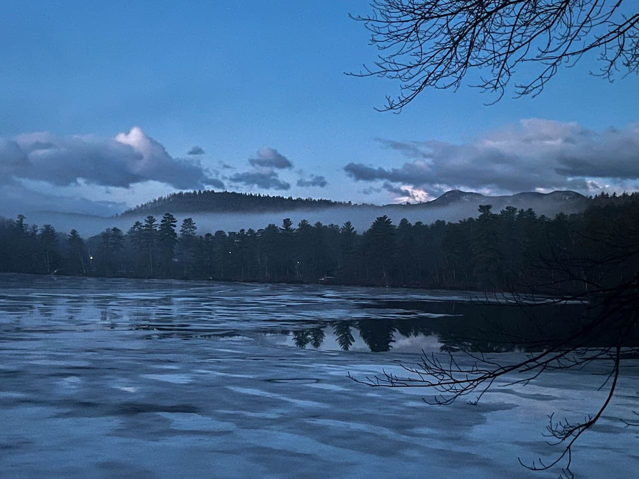 The view is never one-note here—misty evenings, shifting skies, and the silhouette of Mount Chocorua give the landscape a dramatic beauty that makes every season feel a little magical.