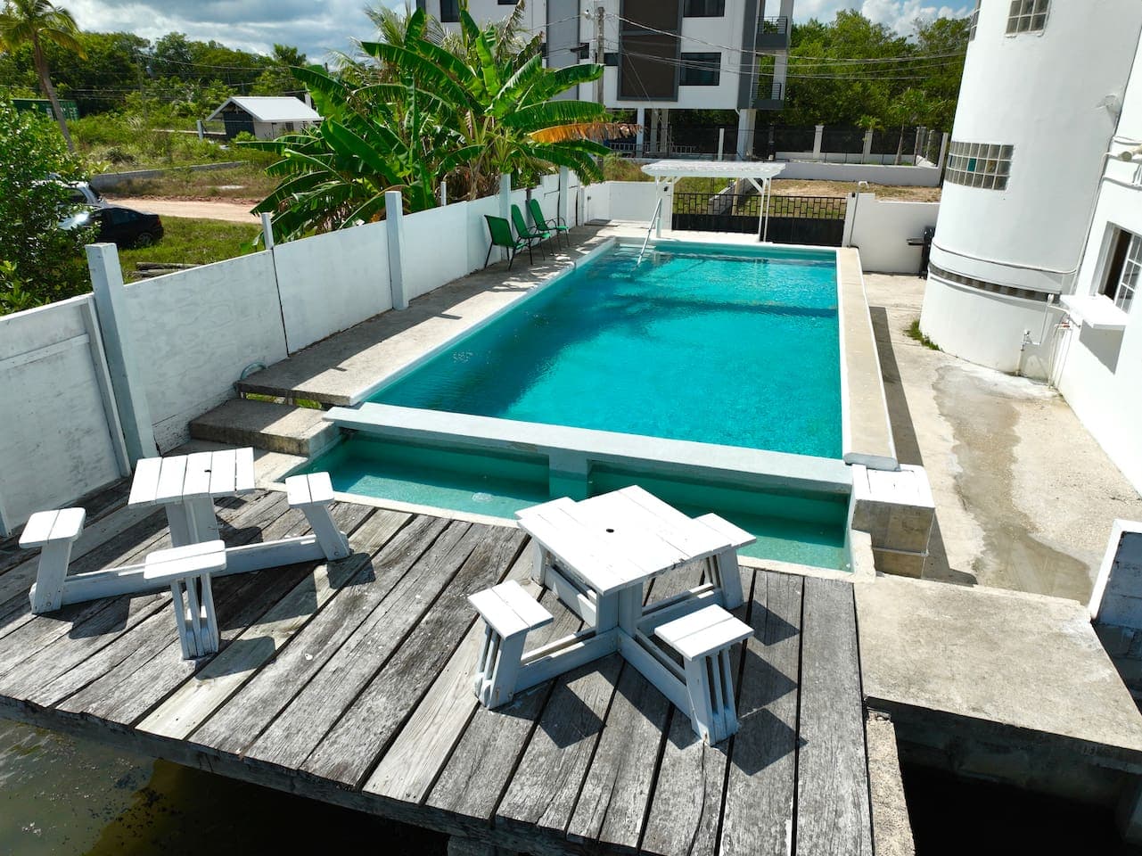 Relax on our Overwater Deck with picnic tables and chairs. Feel free to ask for an umbrella should you need.