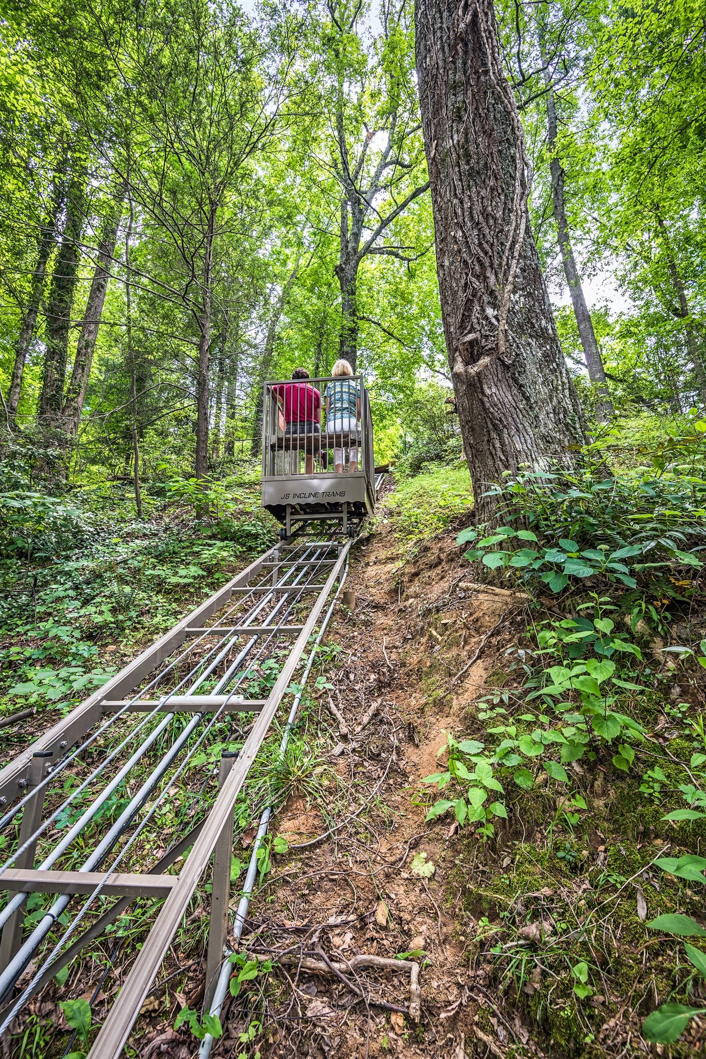 Riding the tram back to the car!