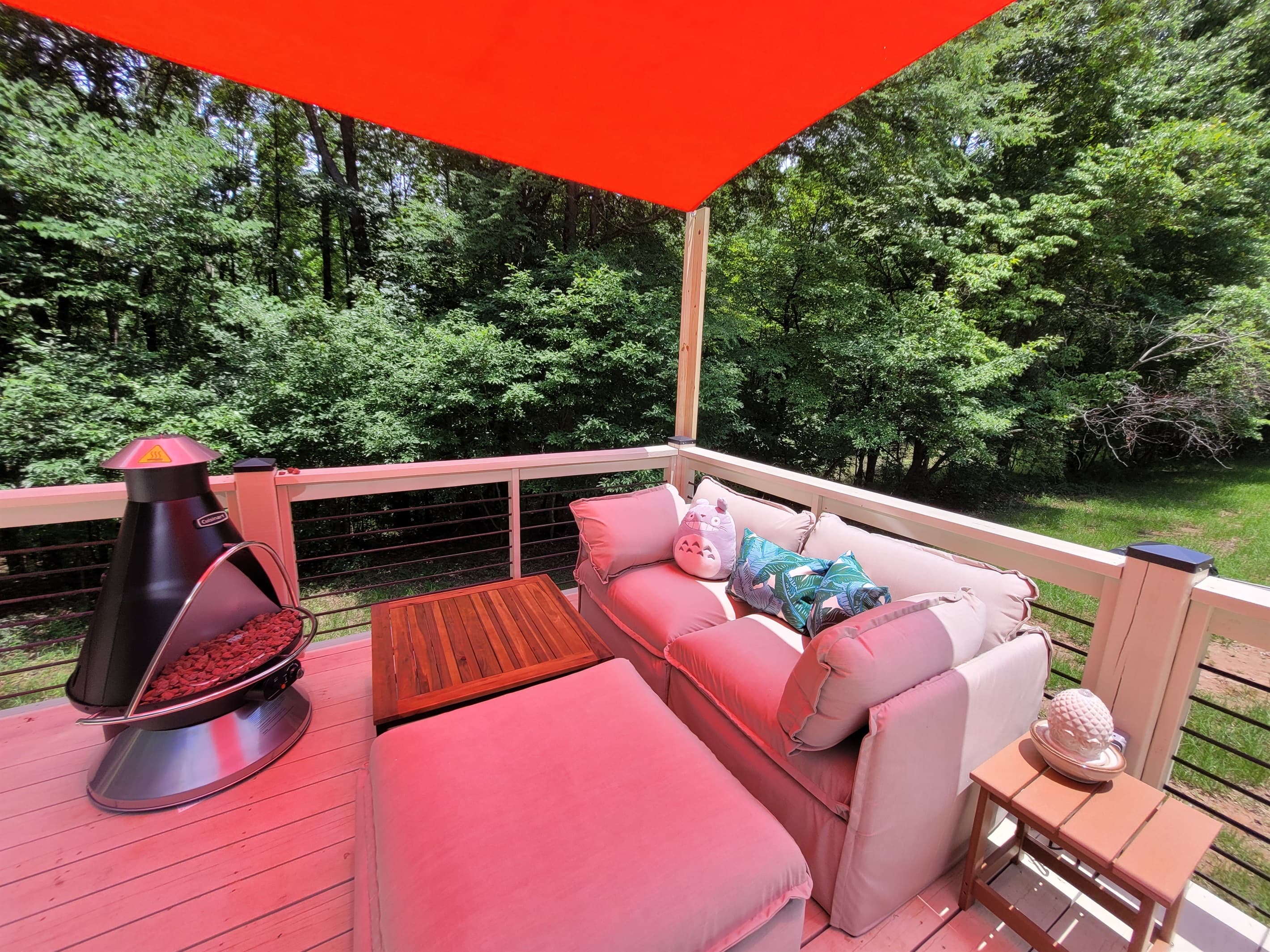 Outdoor seating with cover and lighting