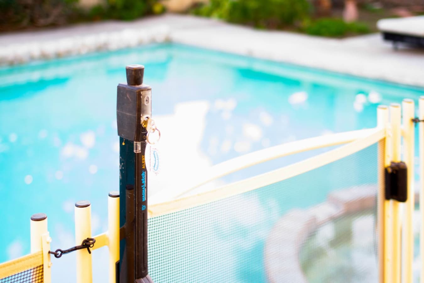 Removable pool safety fence detail, added peace of mind for families w/ little ones.