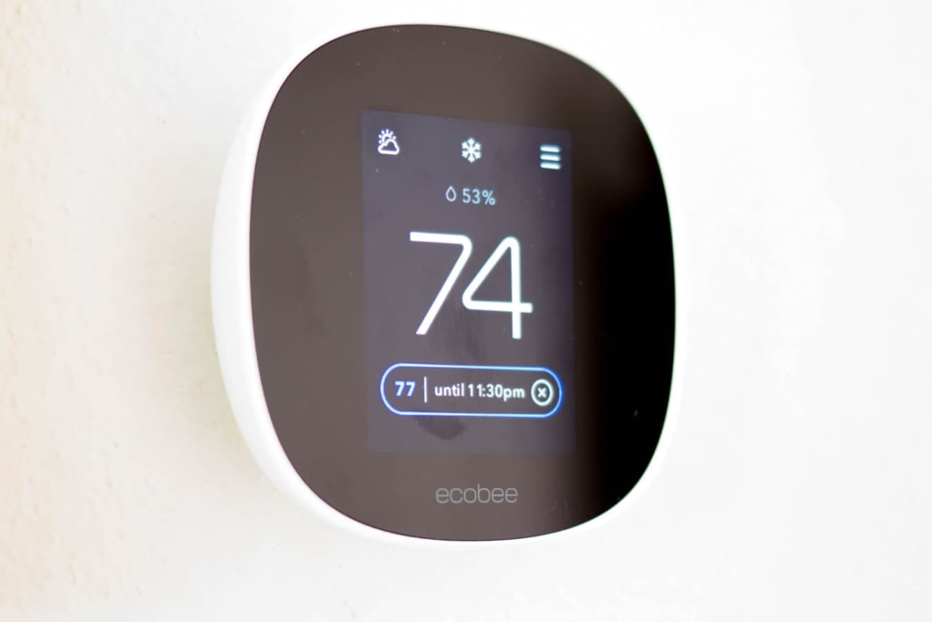 Smart thermostat detail so you can set the temperature exactly where you like it.