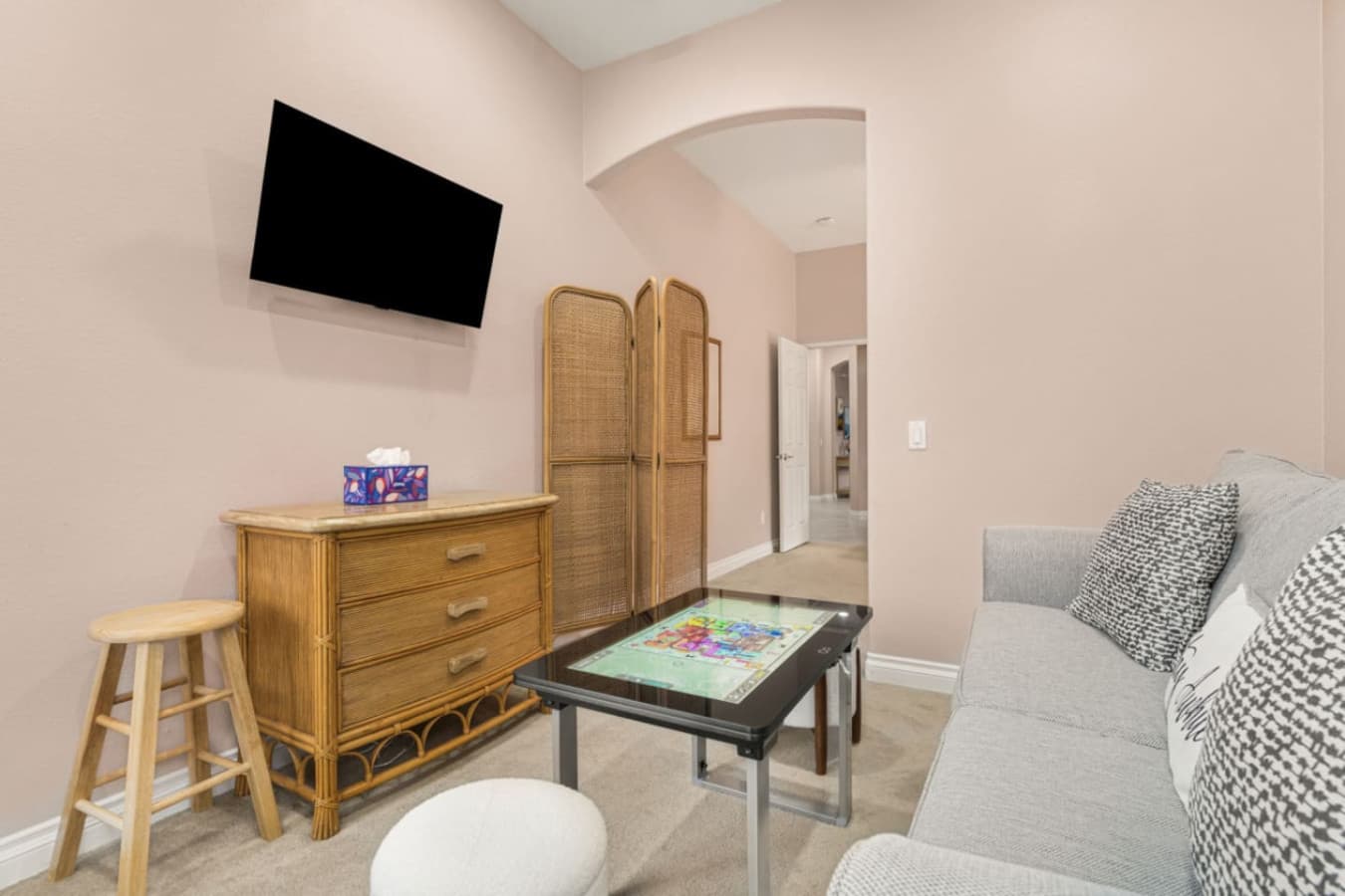 Relaxed living area w/ TV, seating, and an easy layout for movie nights or downtime together.