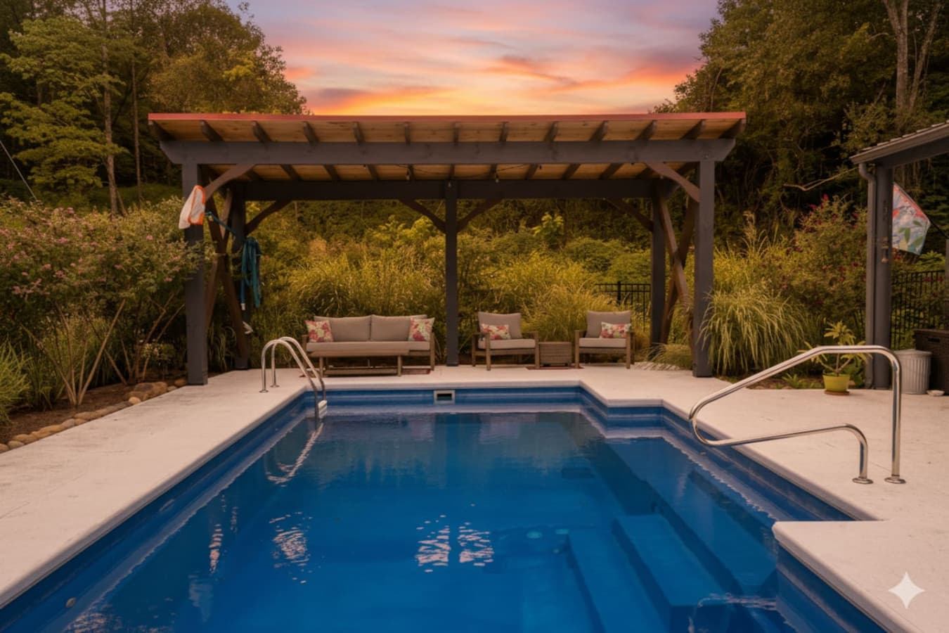 The Main Event: Our sparkling heated saltwater pool, designed for ultimate summer relaxation.