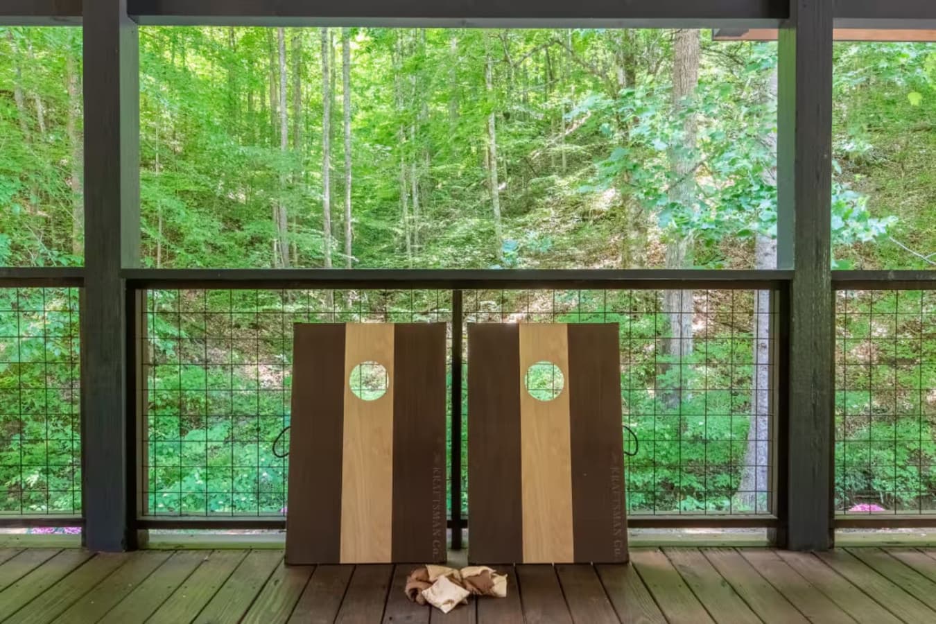 Enjoy cornhole with beautiful surroundings!