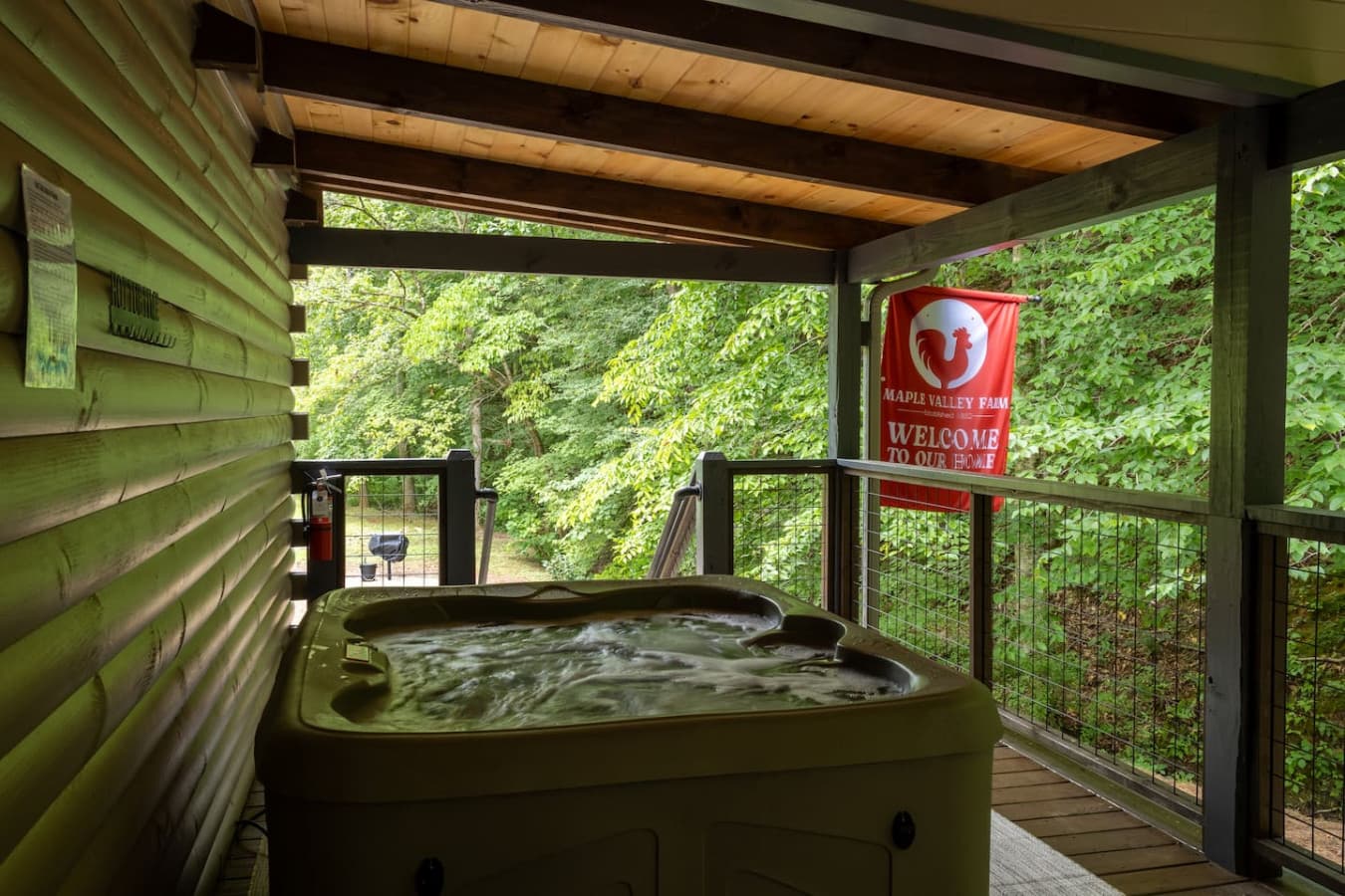 Nighttime bliss—relax and unwind in the hot tub