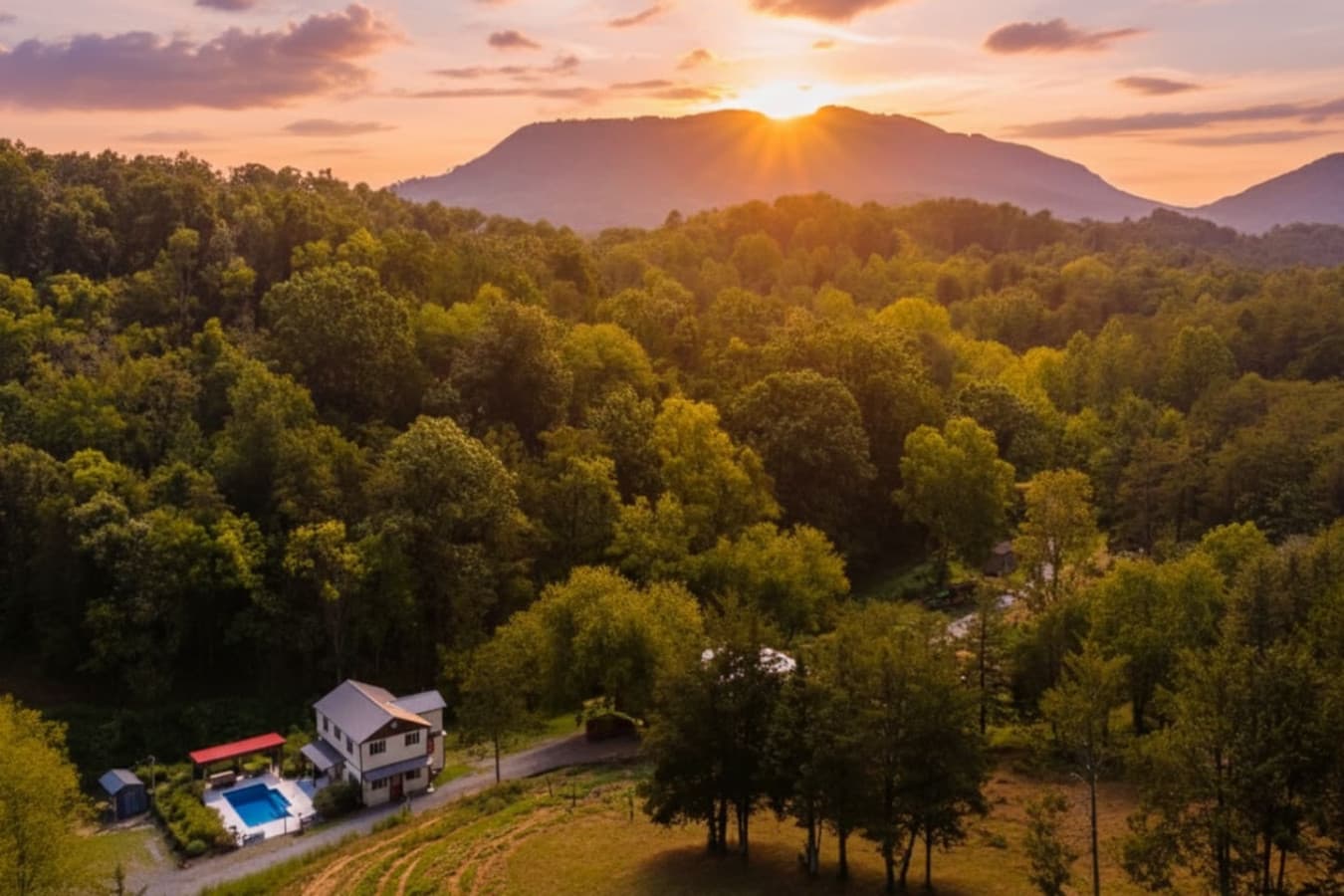 Welcome to Maple Valley Farm: A wide shot of the iconic farmhouse nestled in the heart of the valley.