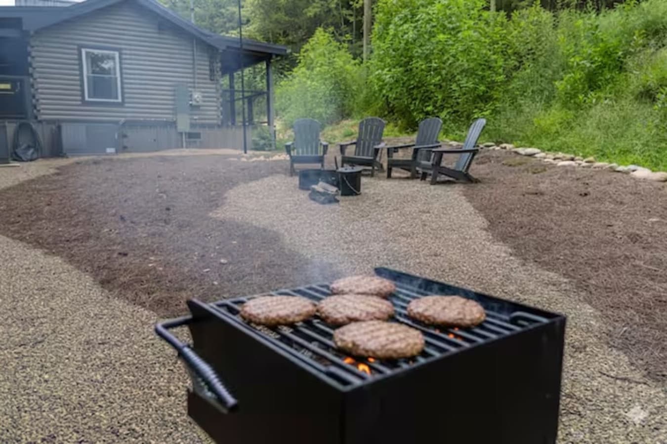 Cook up delicious treats on the charcoal grill (charcoal not provided)