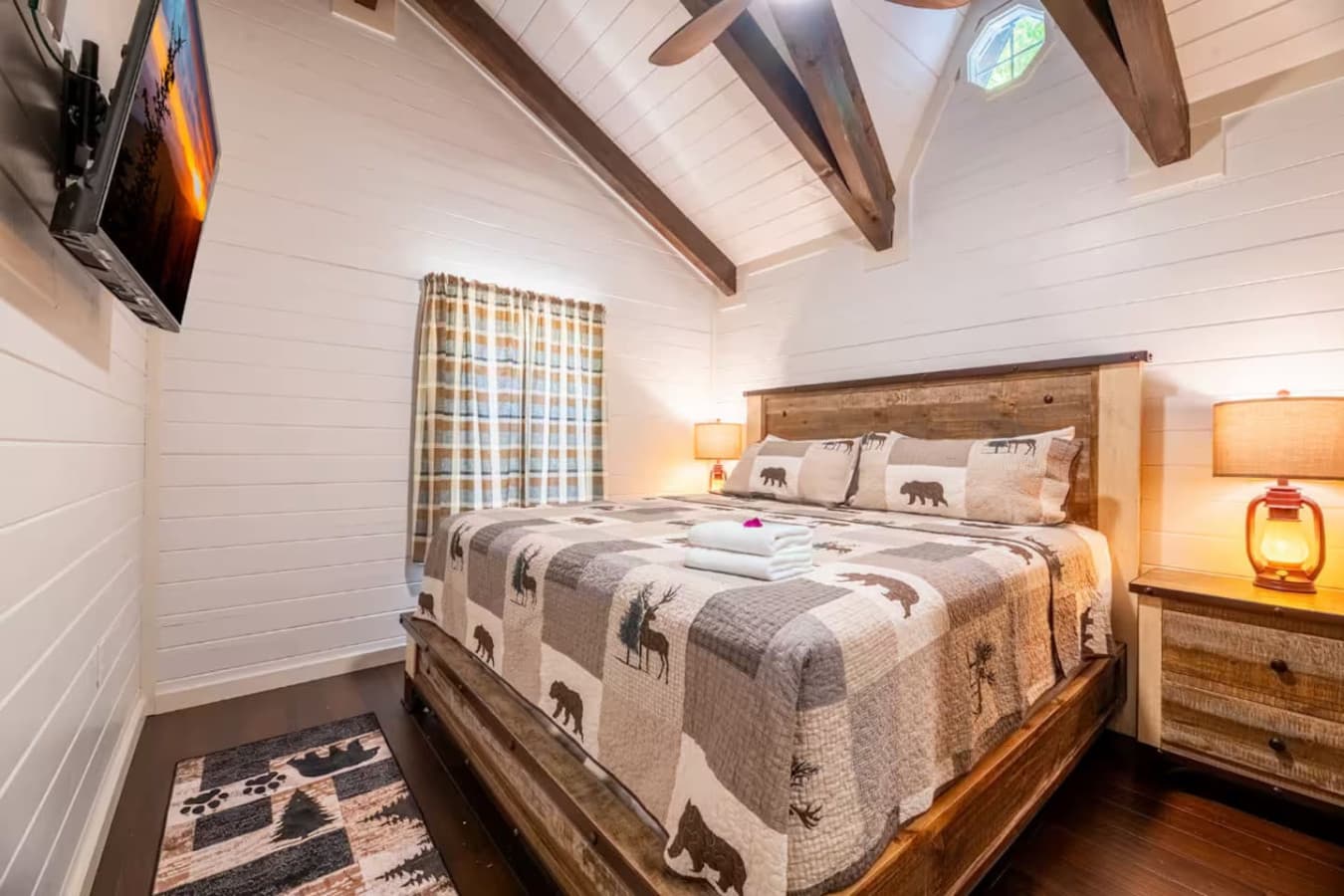 Wake up to the soft light of the Smokies in this peaceful, thoughtfully styled sanctuary.