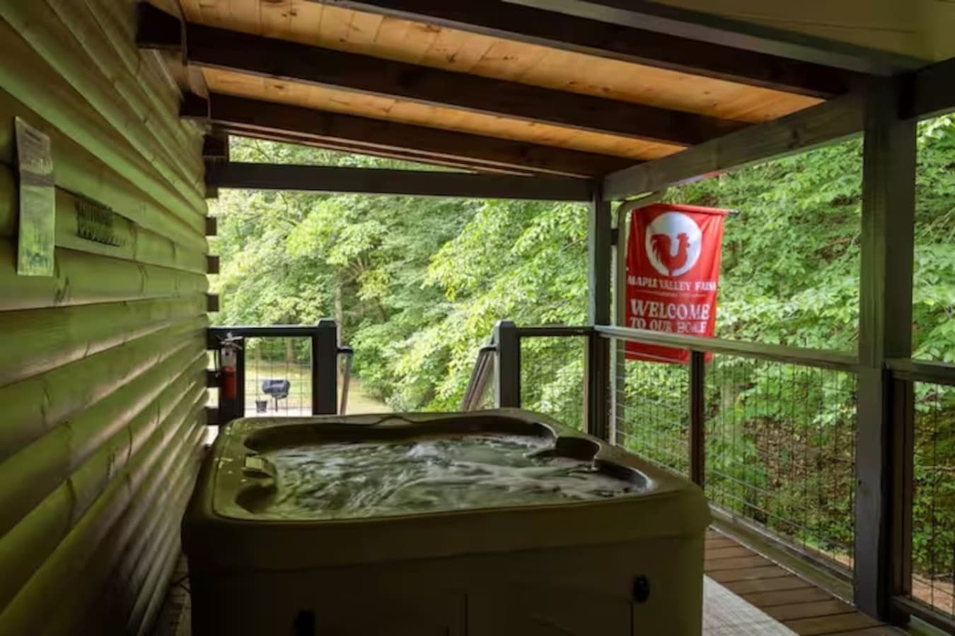 Nighttime bliss—relax and unwind in the hot tub