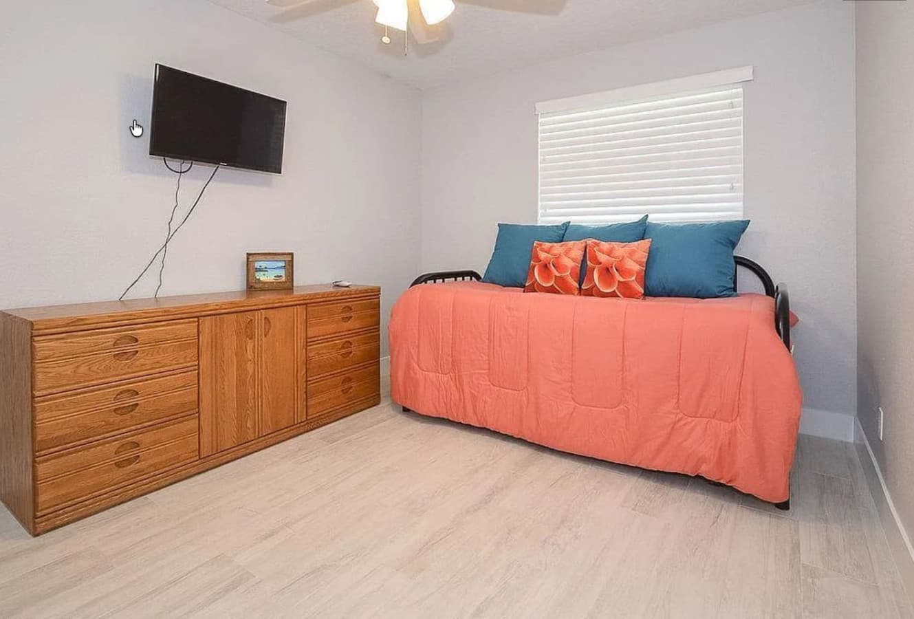 Twin bed with pull out trundle.