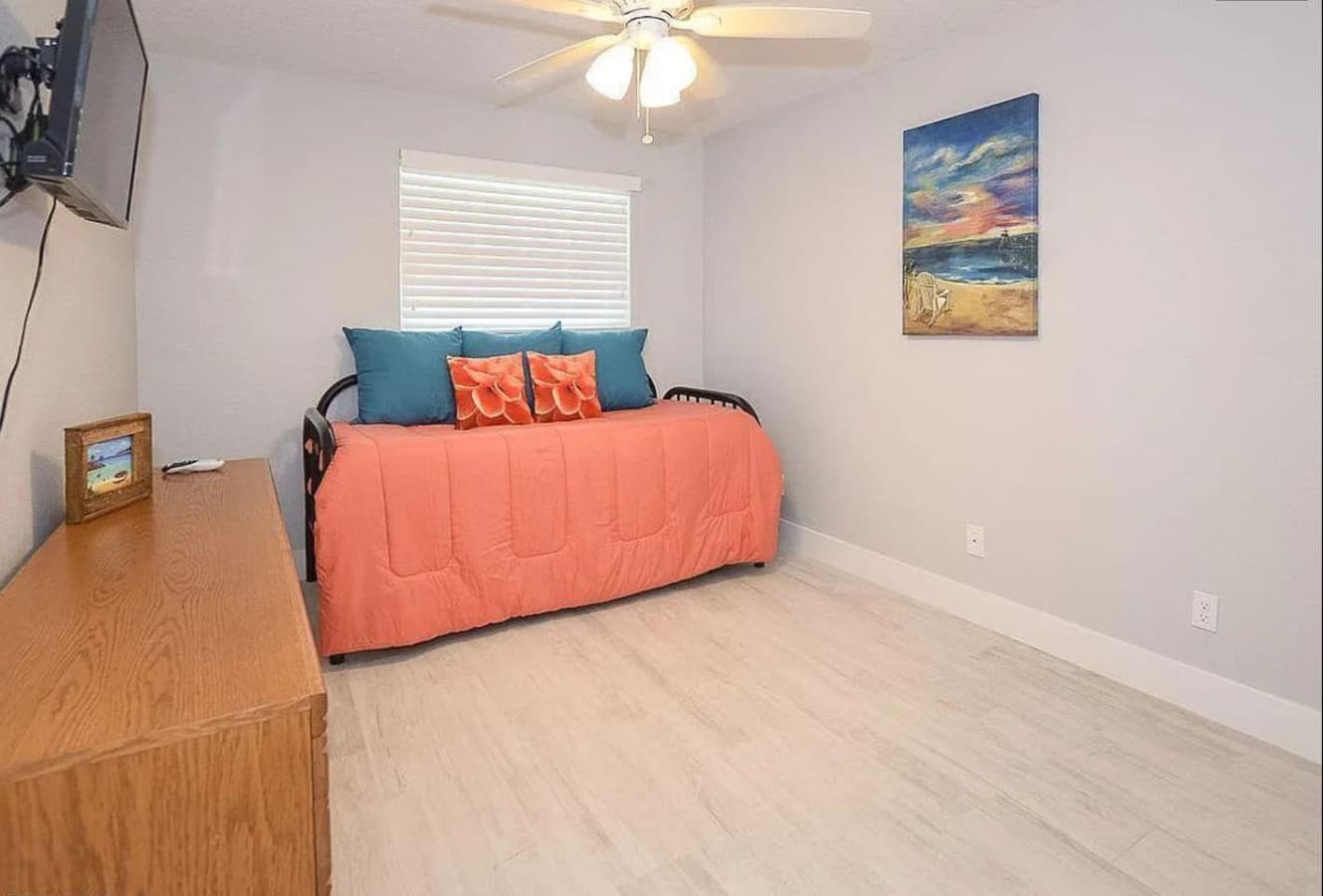 Twin bed with pull out trundle.