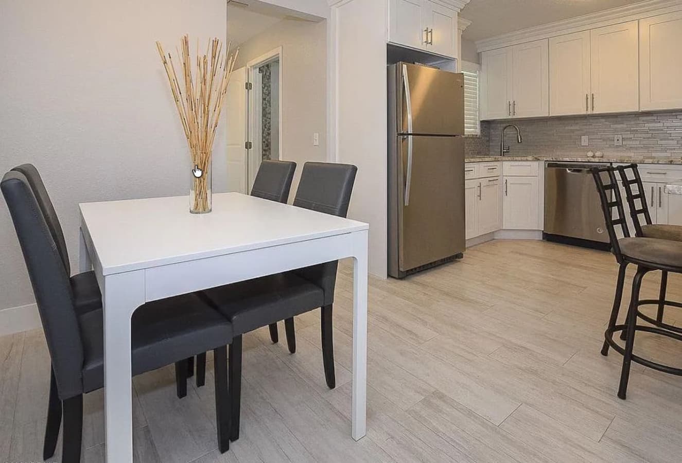 Dining room table is extendable to accommodate more people,