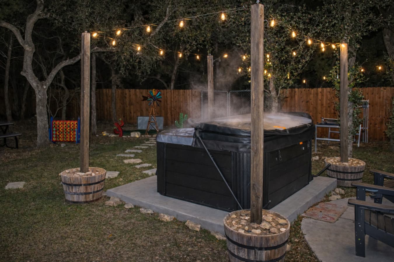 Steaming hot tub at dusk.png