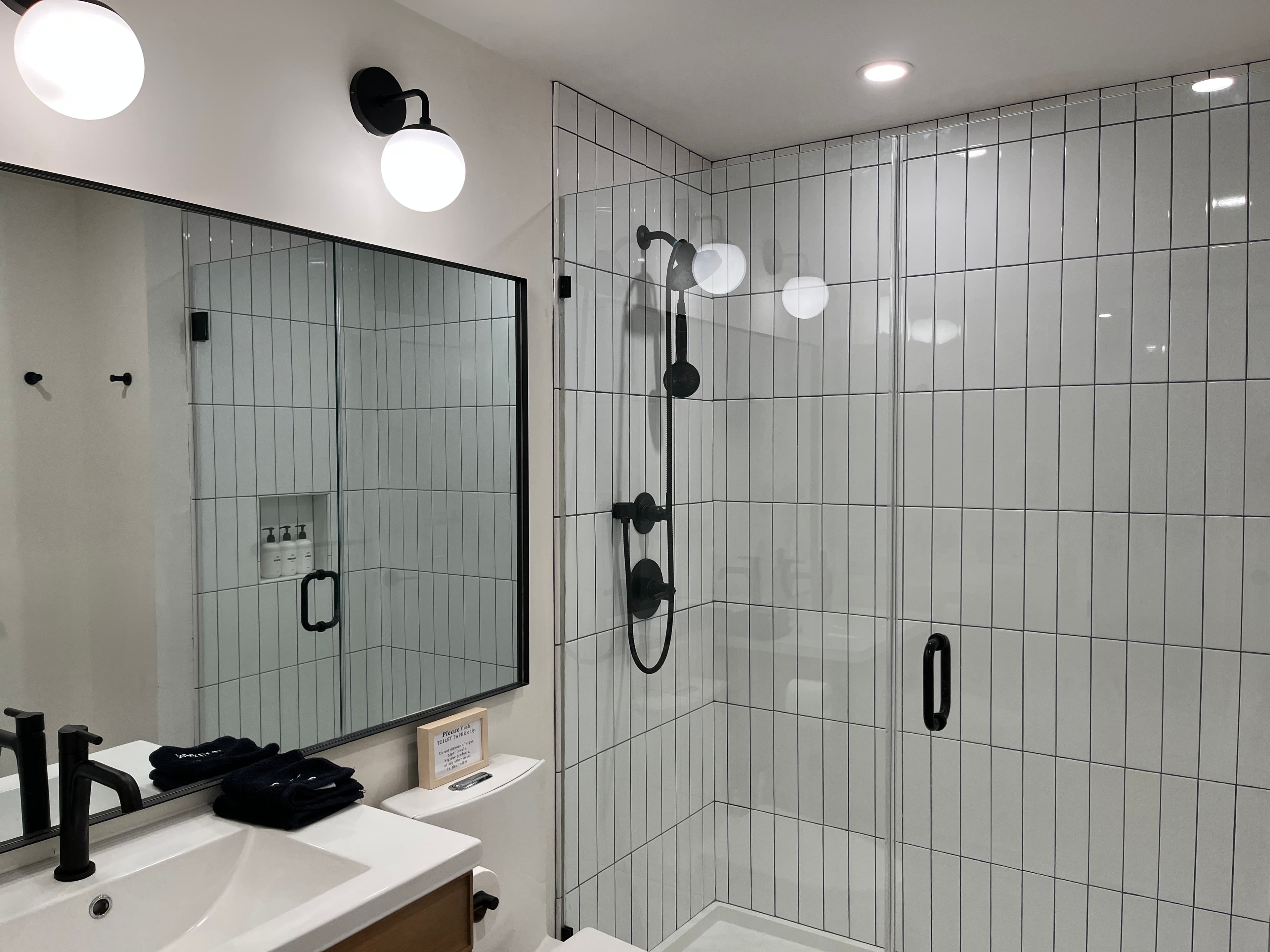View of the new bathroom on the lower level.