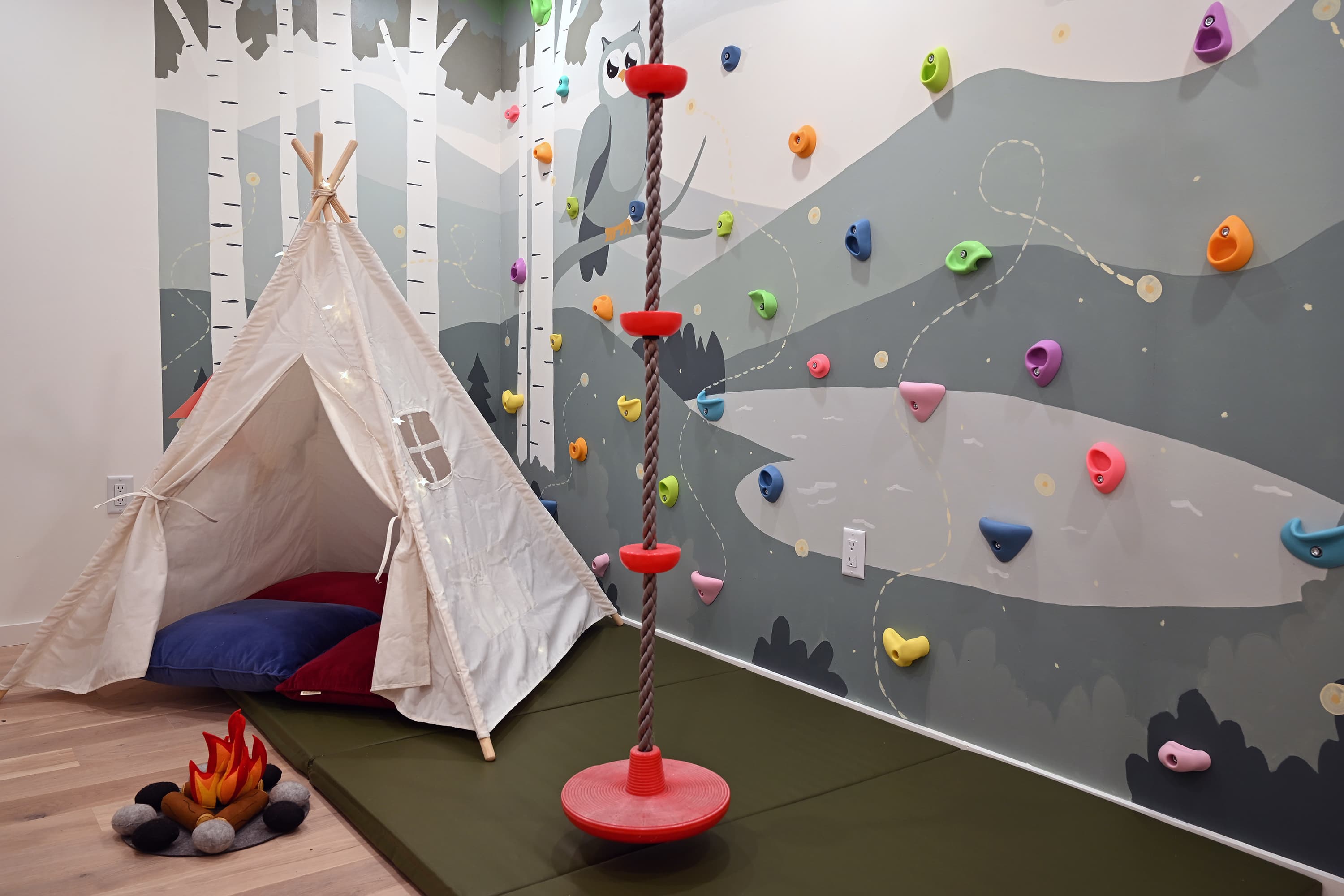 Camp out in the indoor woodlands.