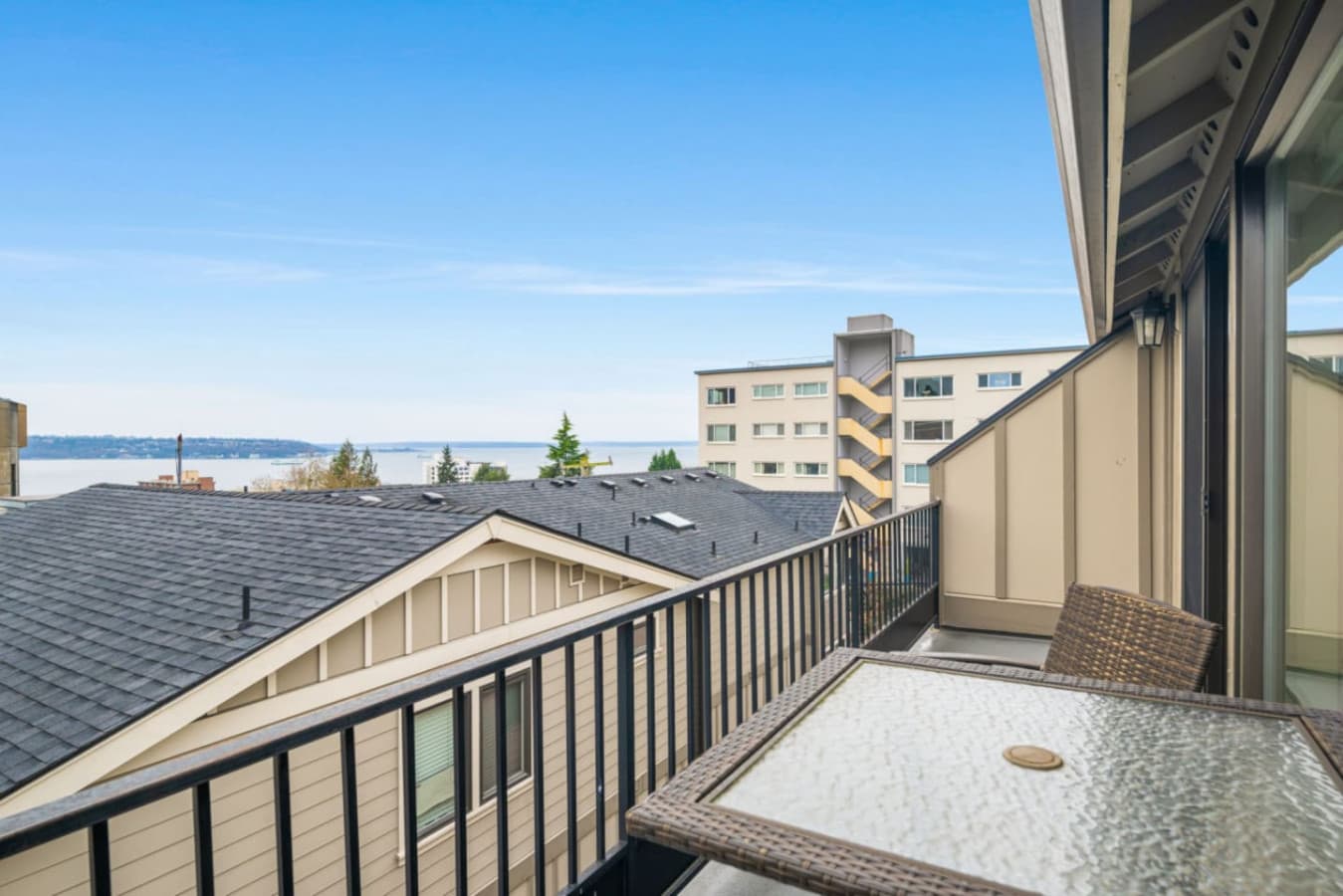 The master bedroom has access to the balcony with an amazing view.