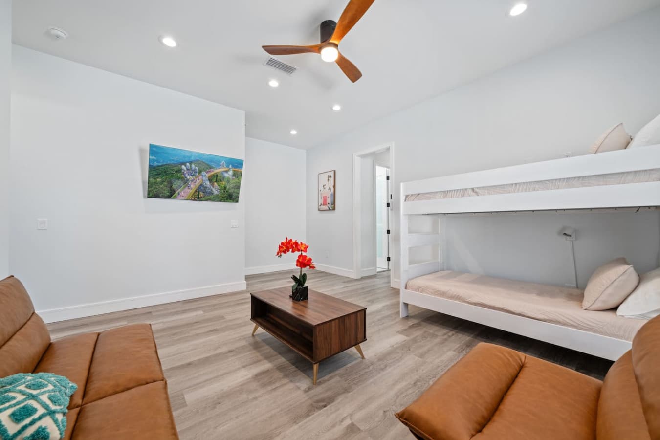 Extra living space upstairs including a large smart TV