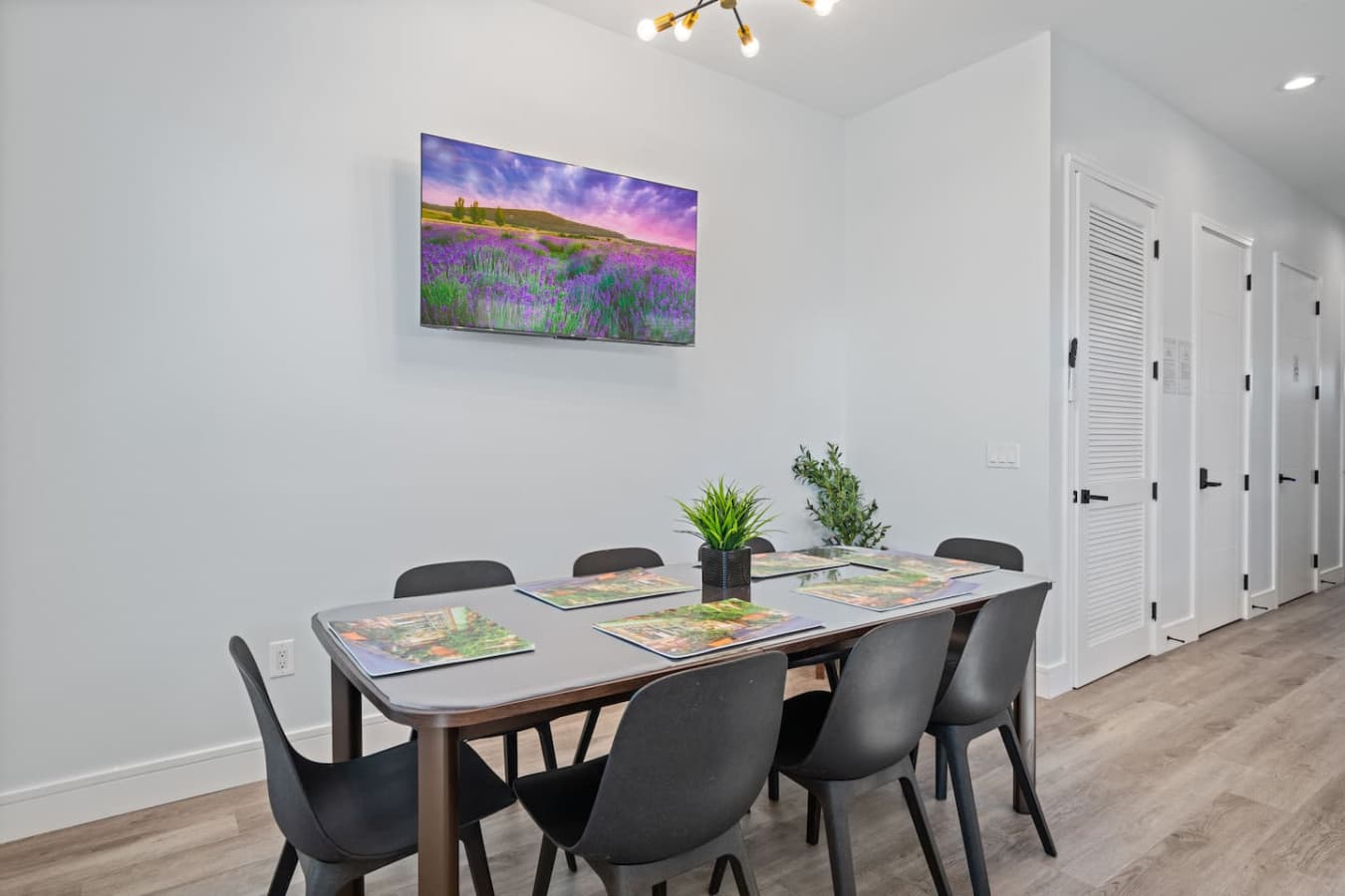 A dining table that can seat up to 8