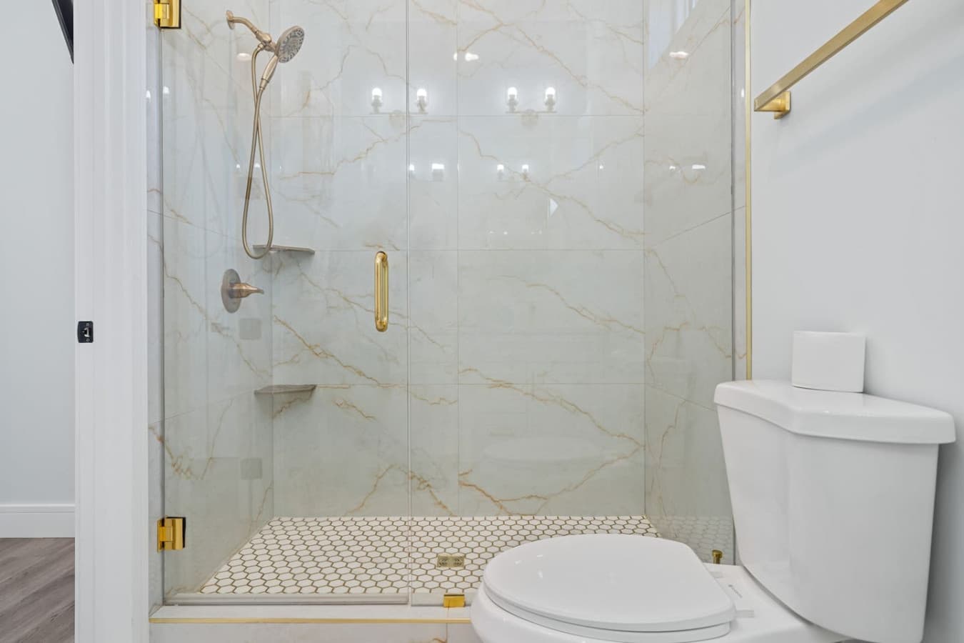 Custom tile shower off the master bedroom