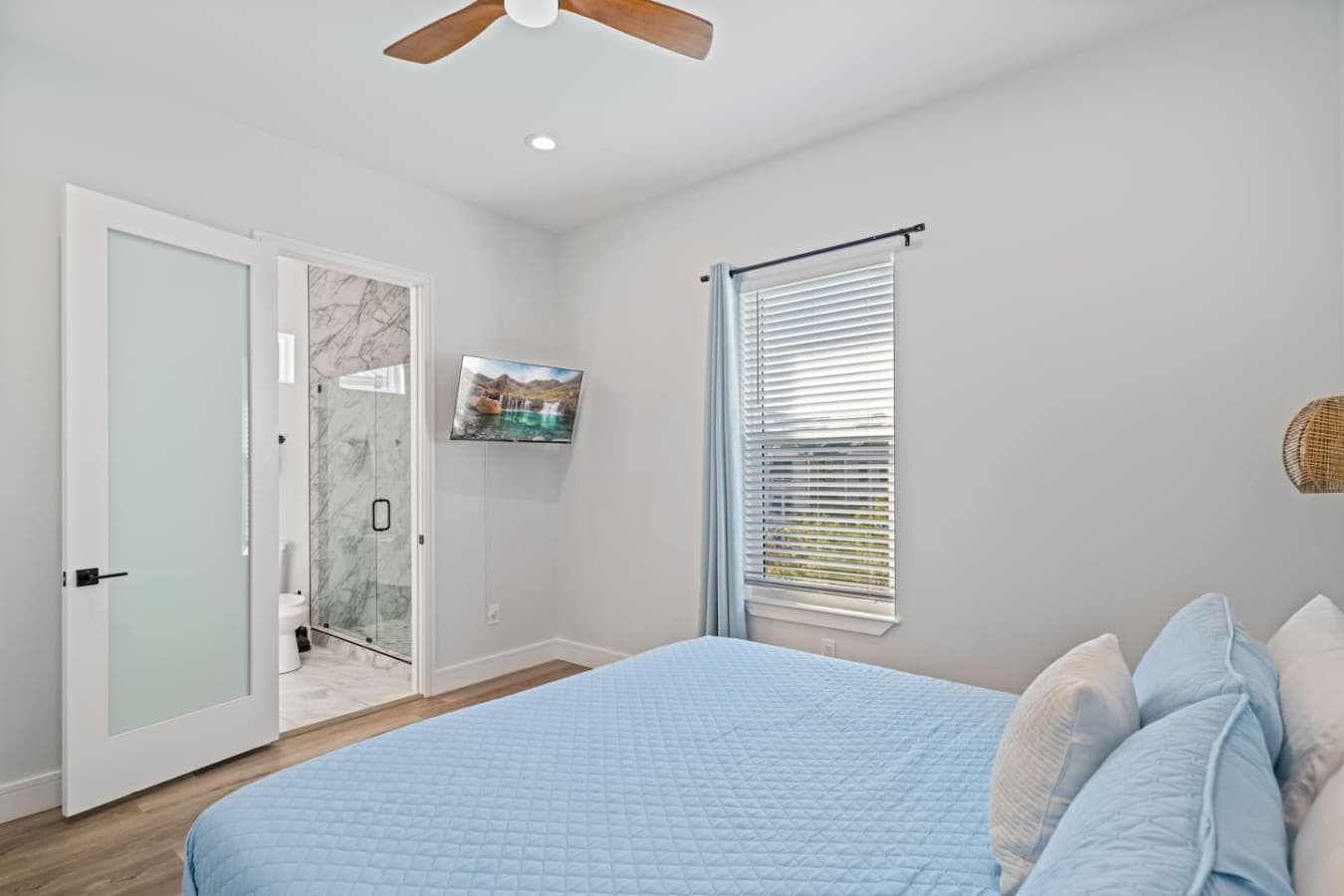Master bedroom upstairs with a King bed and en suite bathroom
