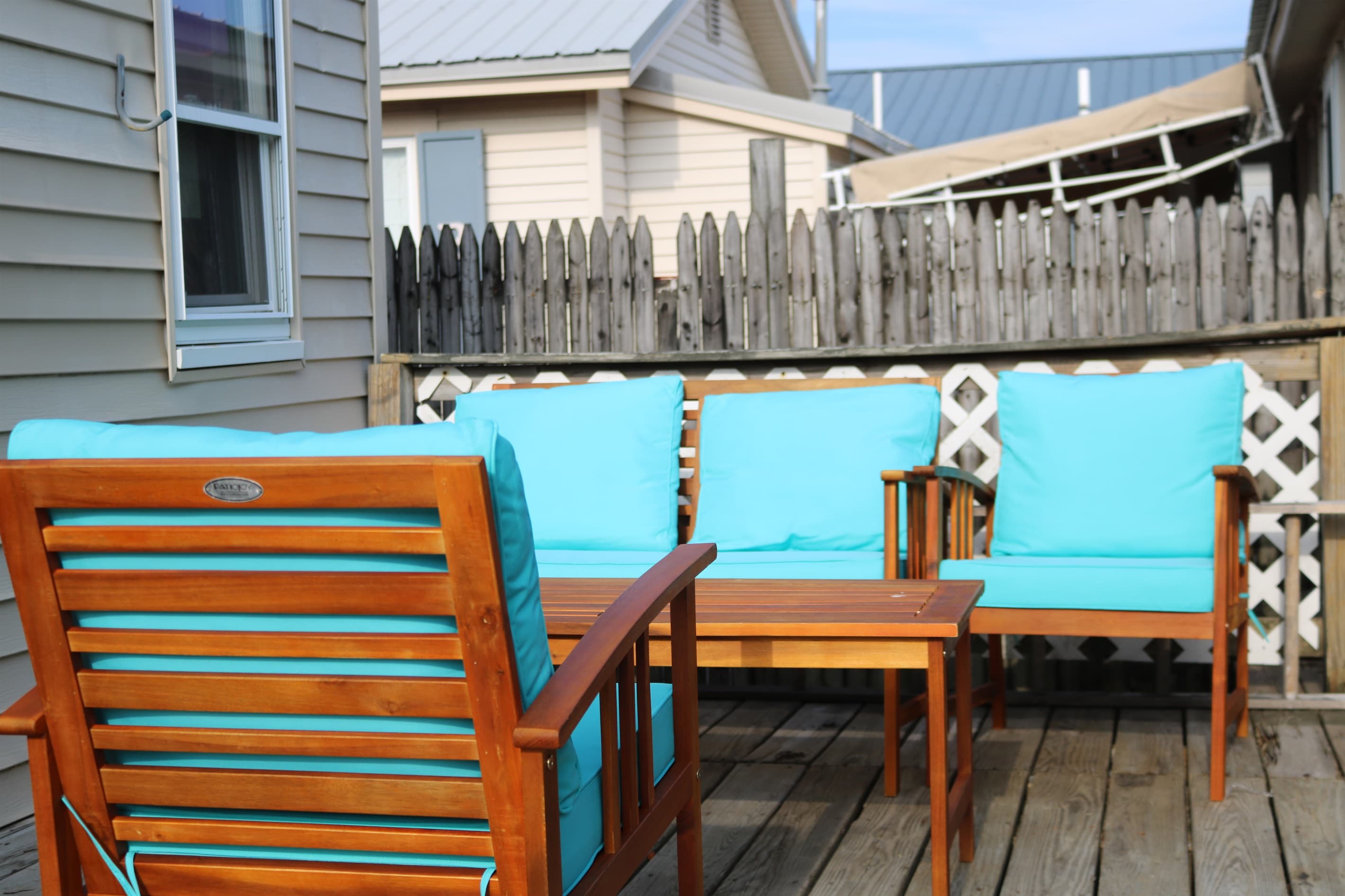 a beautiful deck area attached to your neighbors unit. This is a shared space, so feel free to enjoy!