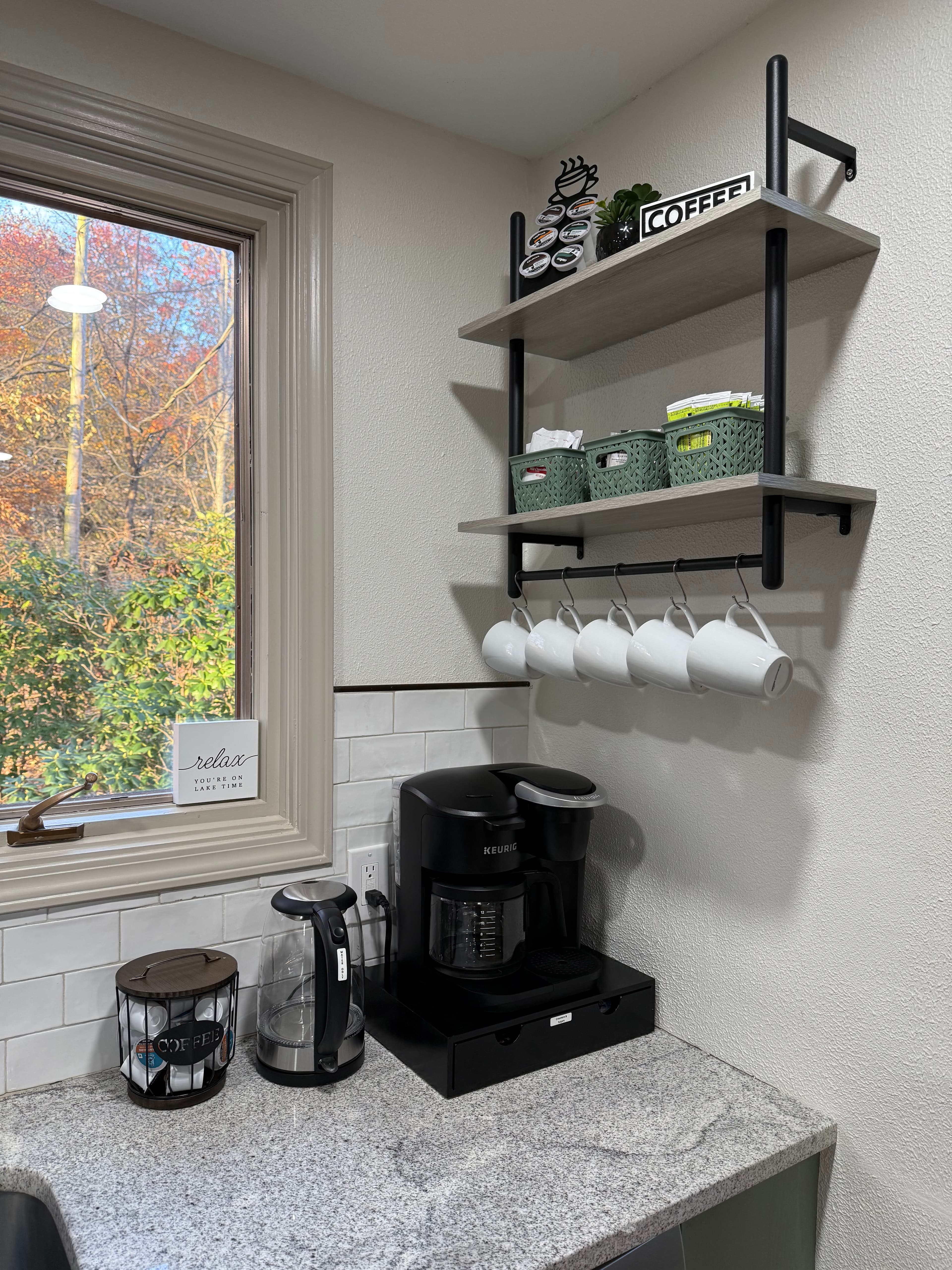Free coffee and tea available.