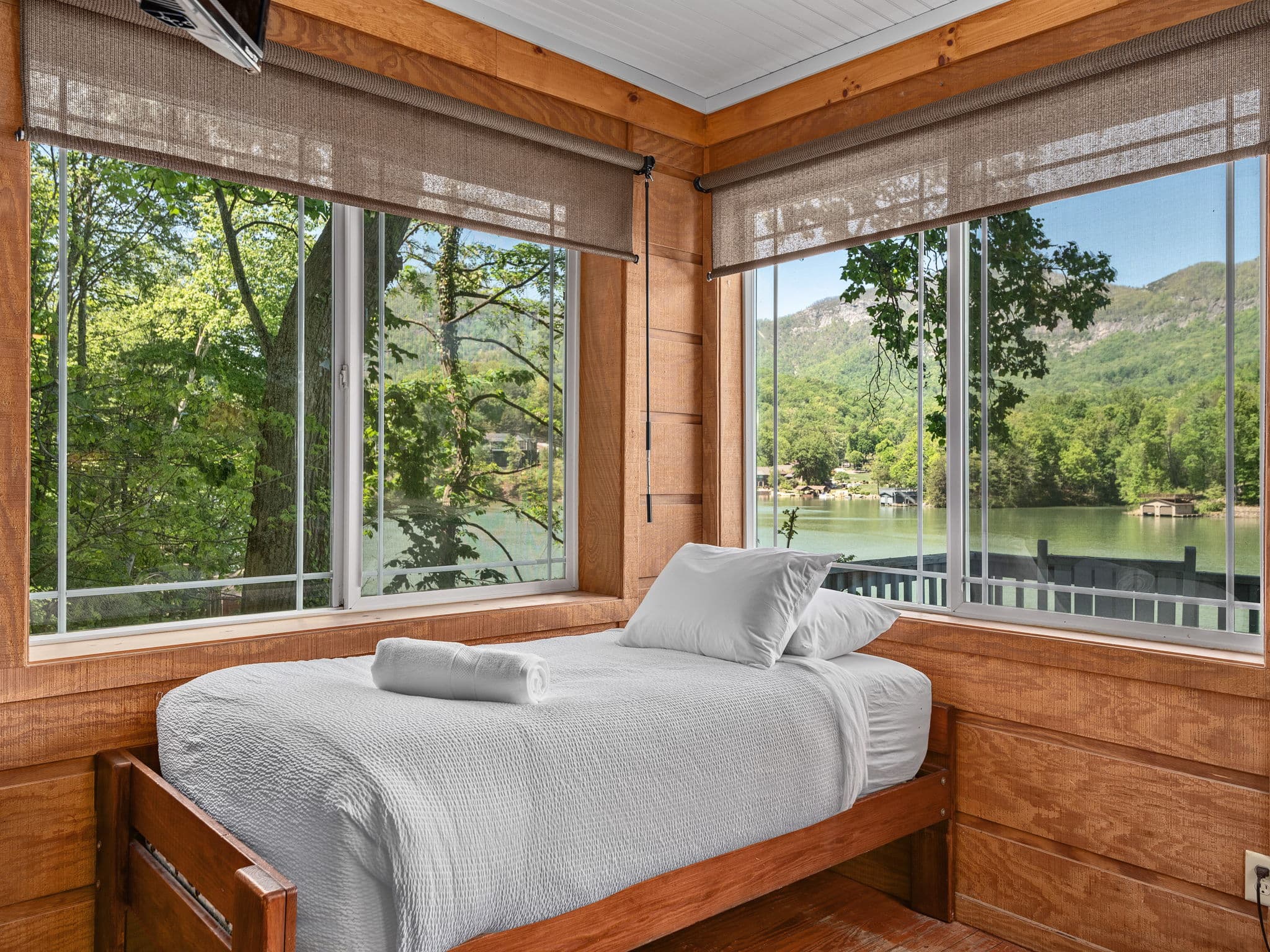 Twin bed in the lower living room