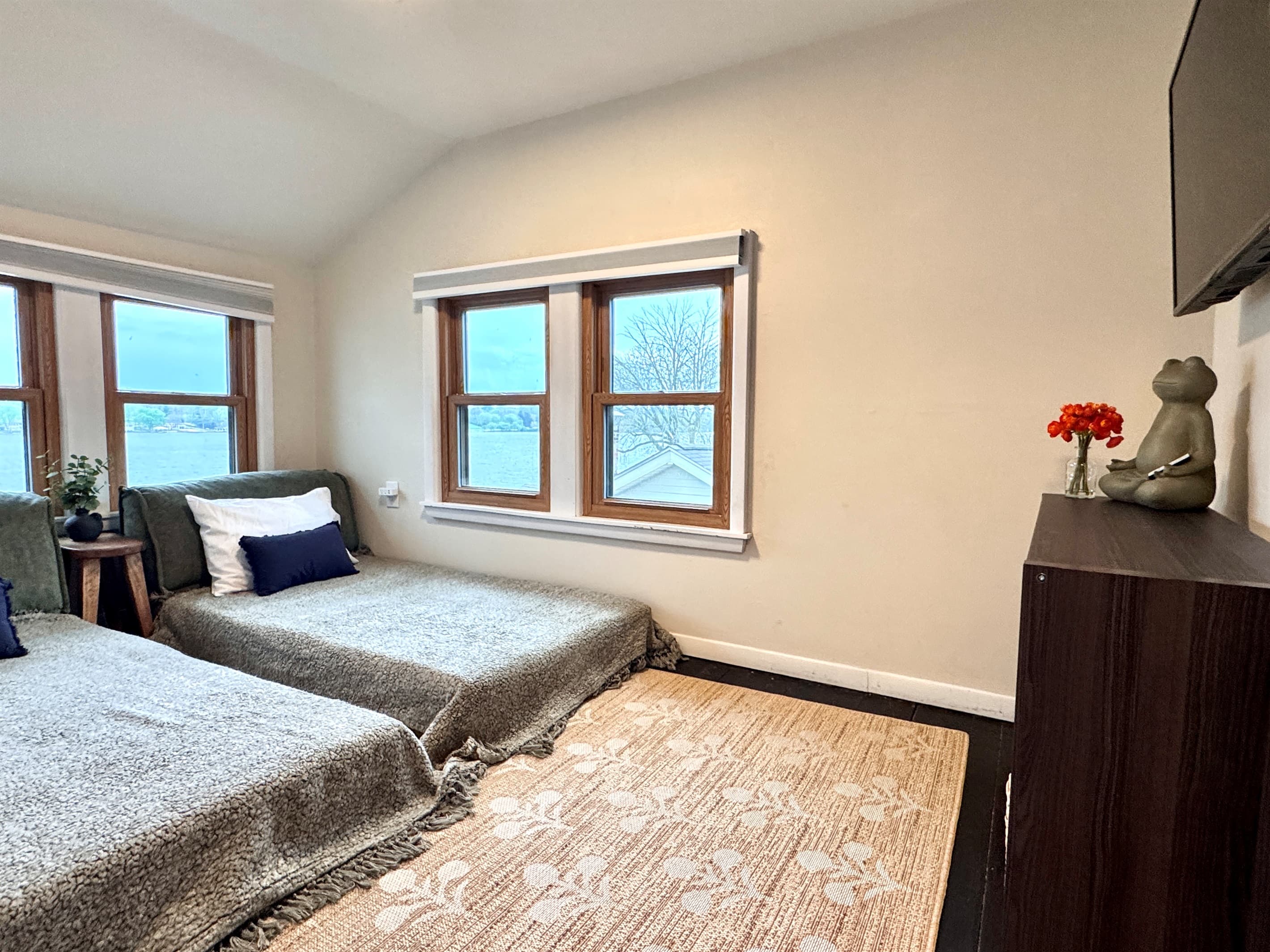 Bedroom 3, two twin XL beds converted from chairs. Inner spring core for comfort.