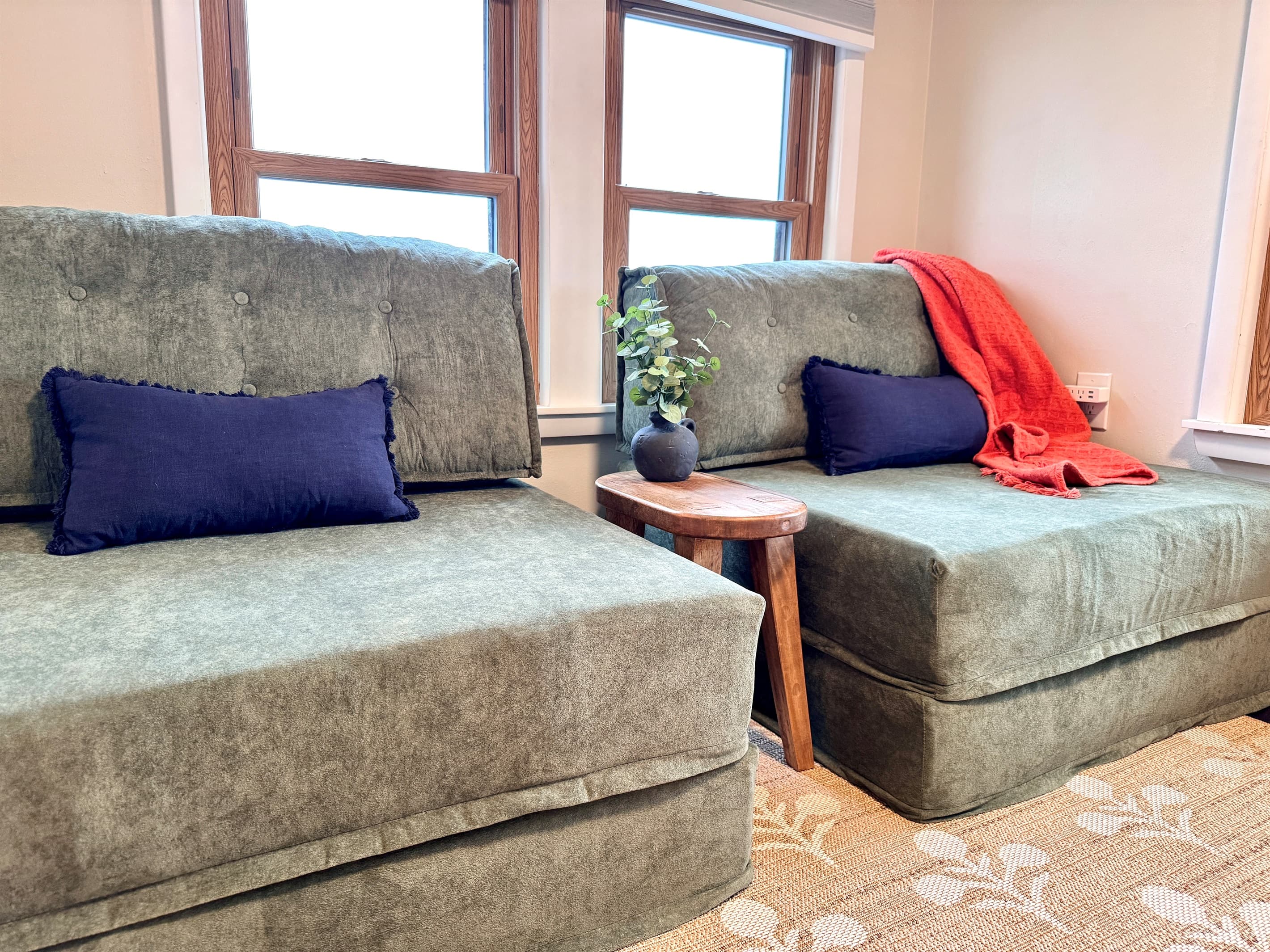 Cozy deep seat chairs for watching TV or reading.