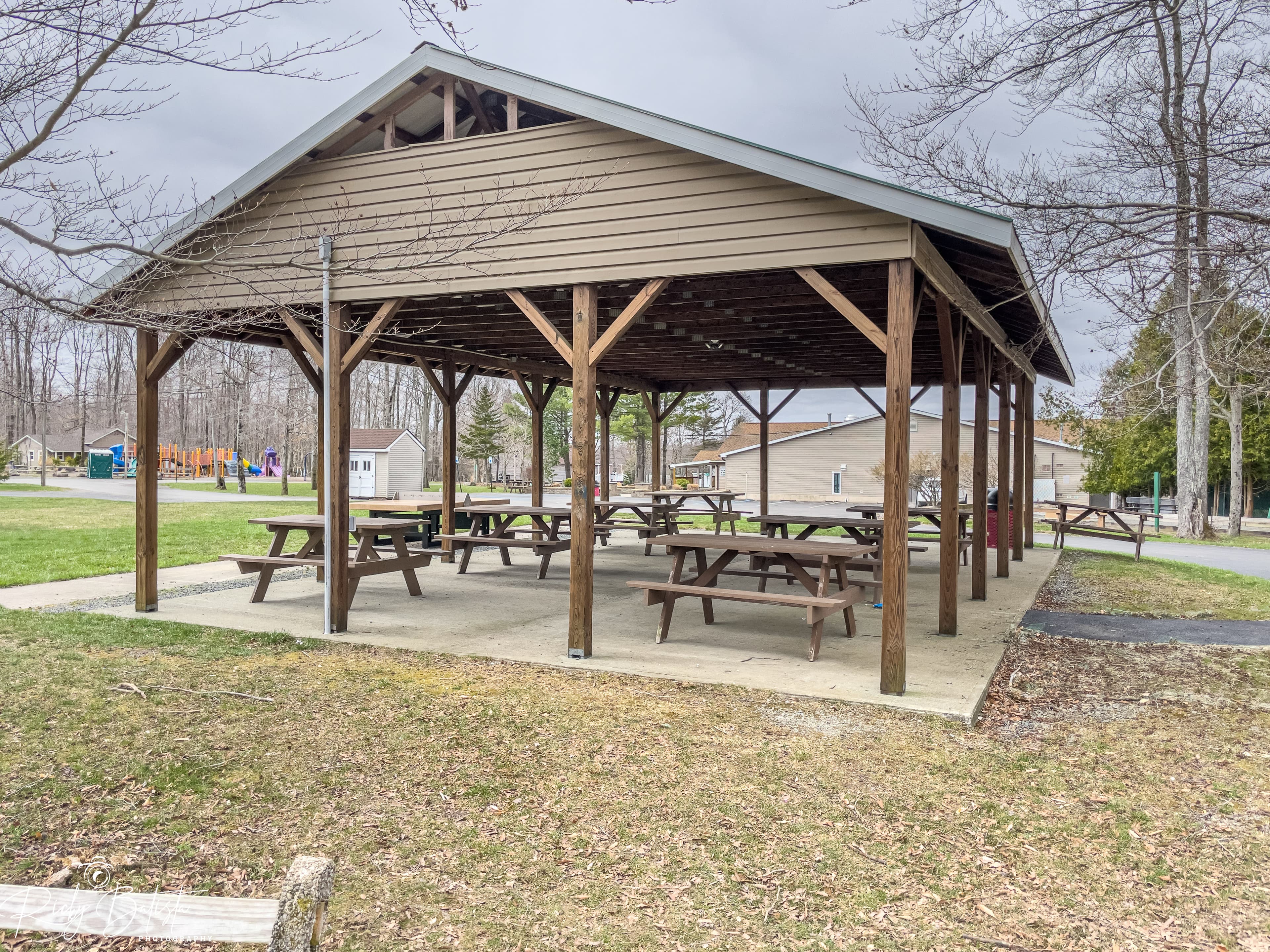 Outside pavilion for use by guests at Locust Lake