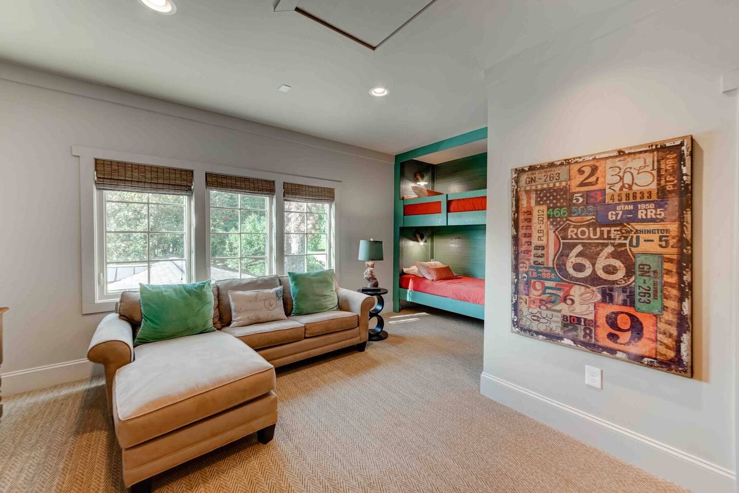 Upstairs bunkroom sofa King sleeper