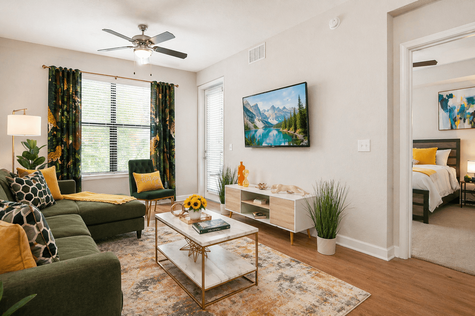 There are two TVs in this home; one in the living room, and a second in the bedroom. Enjoy!