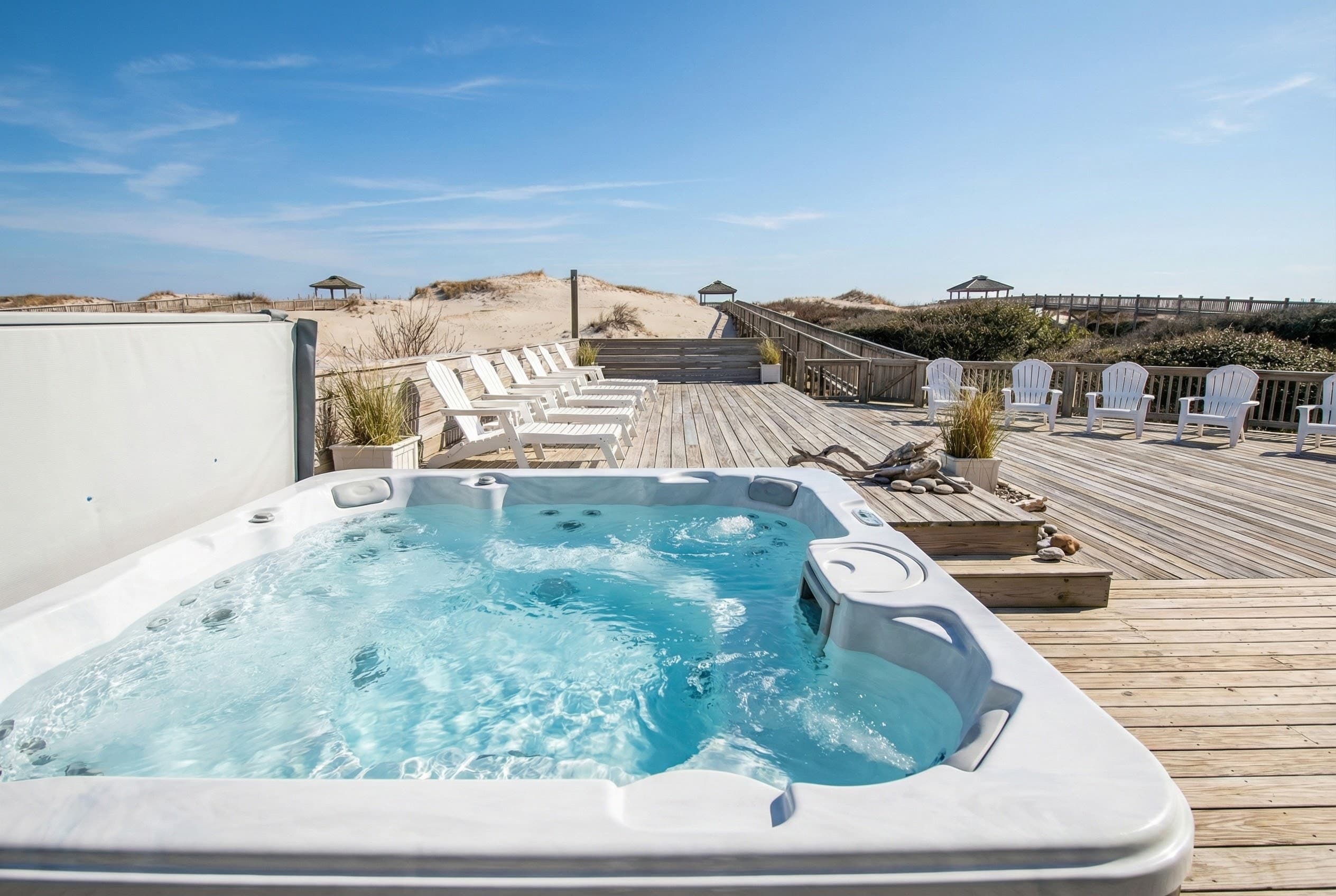 Private Hot Tub — Oceanfront Relaxation After the Celebration | Bridal Party & VIP Retreat Amenity | Hemingway & Mark Twain Estate, Corolla 4x4