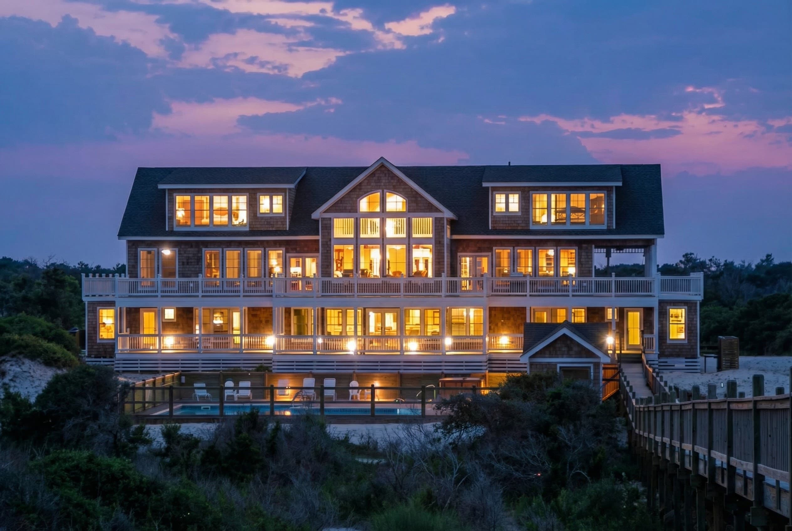 Mark Twain Evening View — Where Luxury Meets the Atlantic | Event-Ready Estate | Corolla 4x4, OBX
