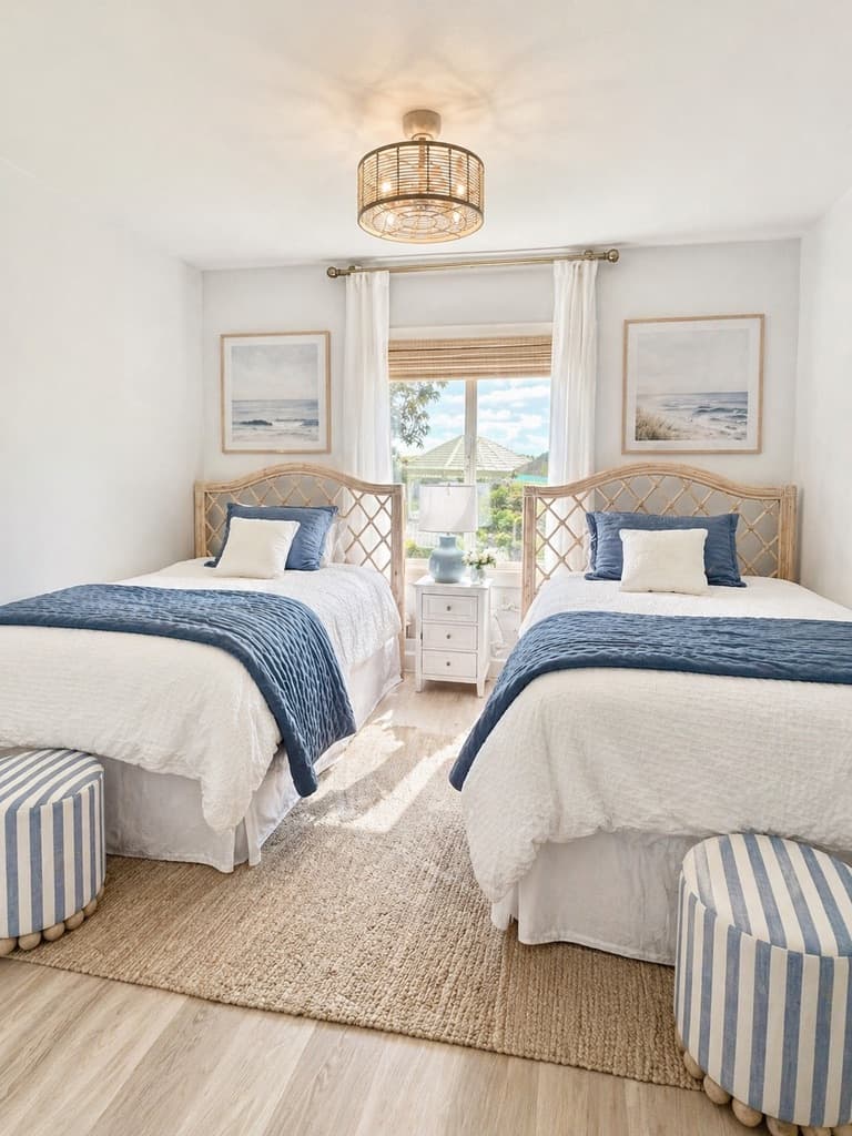 Our Riviera Room does not disappoint with its lake views.  Two full sized beds with fluffy duvets and cotton everything.  With the cozy accomodations and our coastal air & serenity, you'll drift away and enjoy the best sleep you've had in a while. 