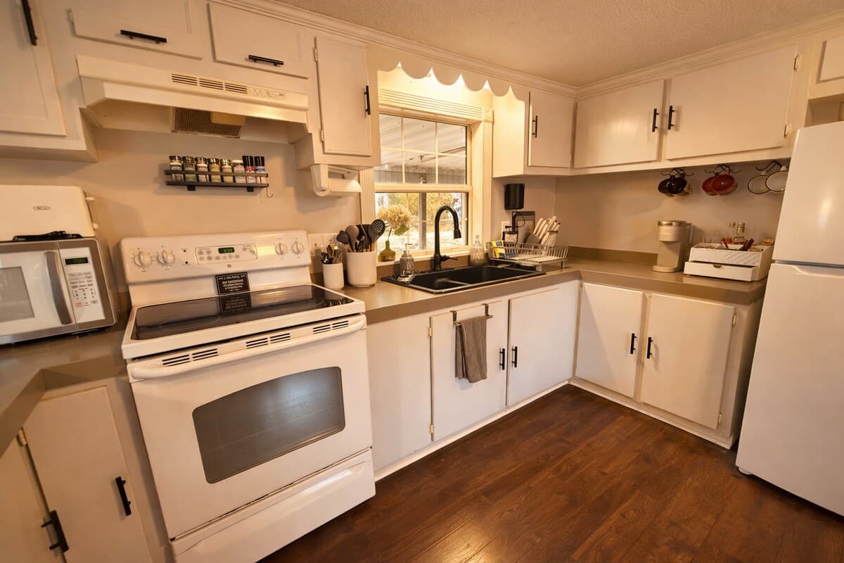 Enjoy a clean, fully equipped kitchen with full-size appliances and everything you need for meal prep. 