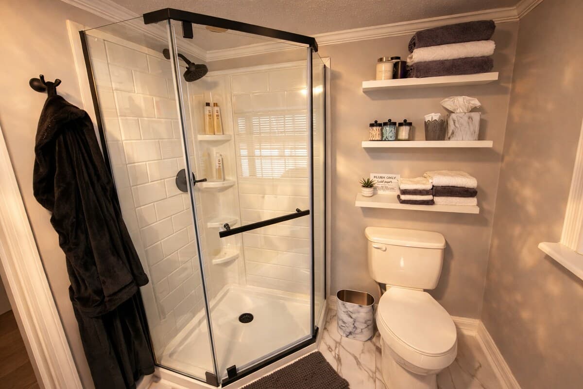 We’ve stocked the bathroom with essentials, including shampoo, conditioner, body wash, body lotion q-tips and cotton pads, so you can pack a little lighter.