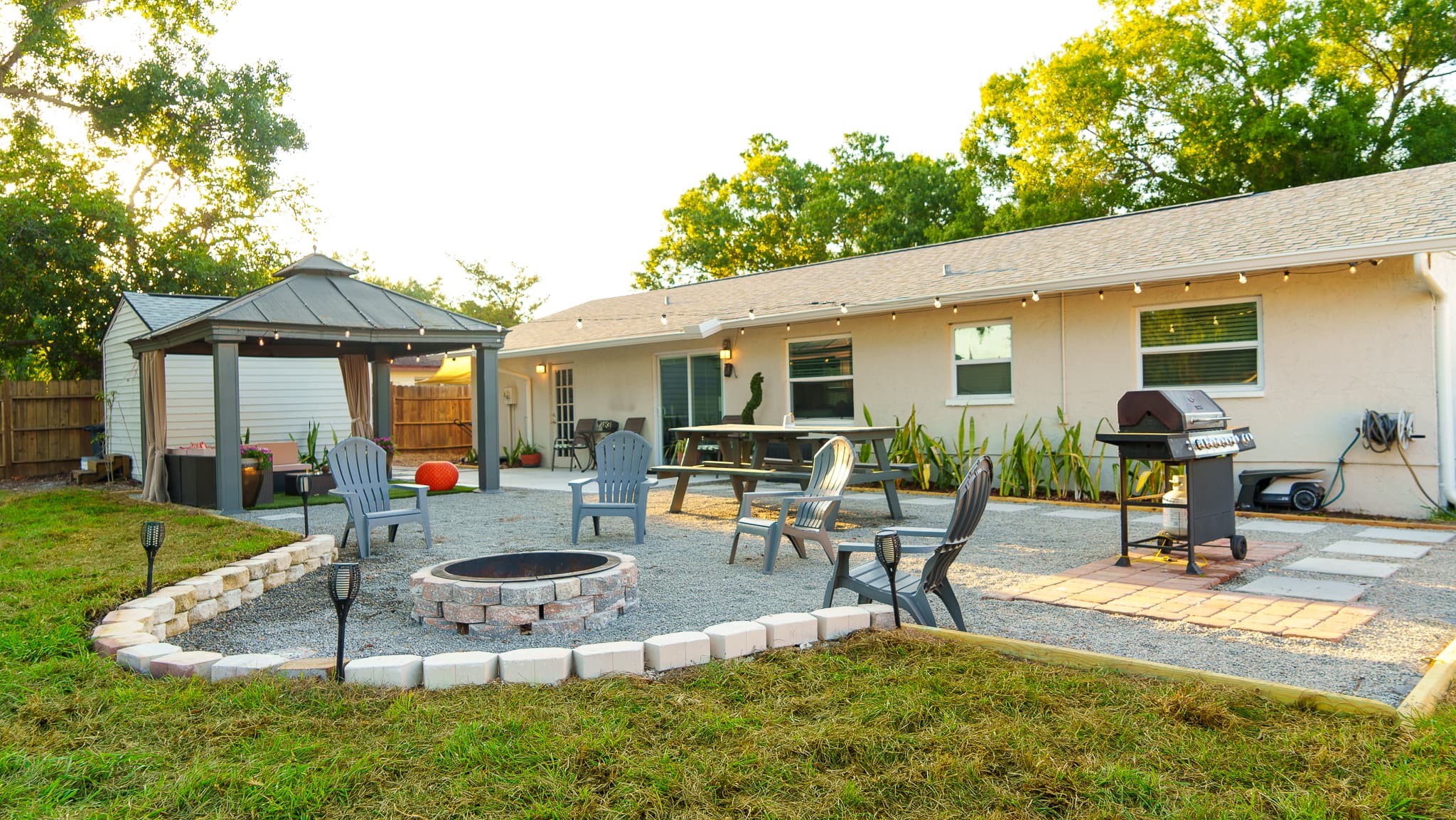 Firepit with seating area 