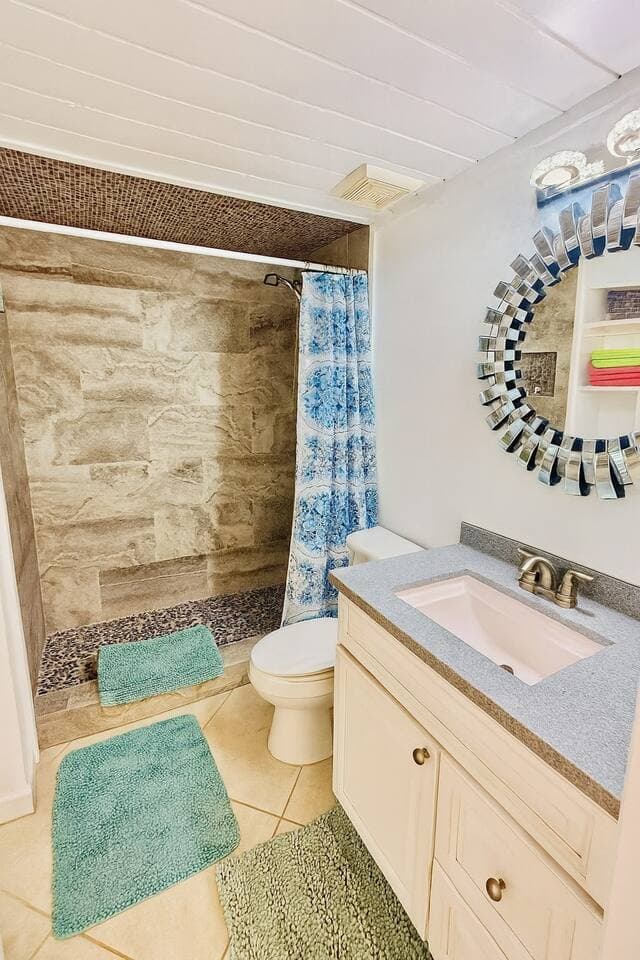 Remodeled bathroom with walk in shower