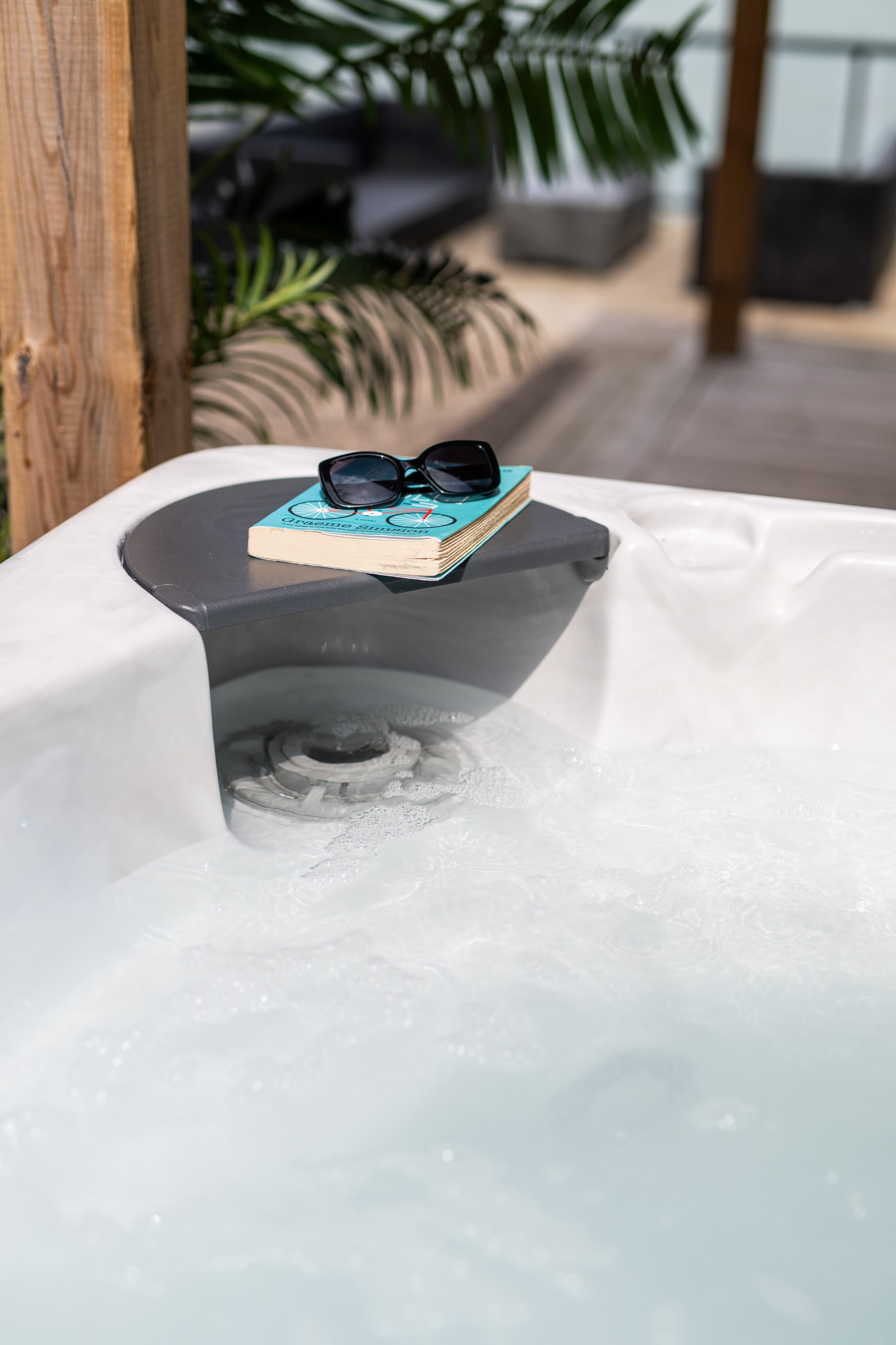 Our hot tub is for use year round and is located on our private deck facing the Lake Ontario 
