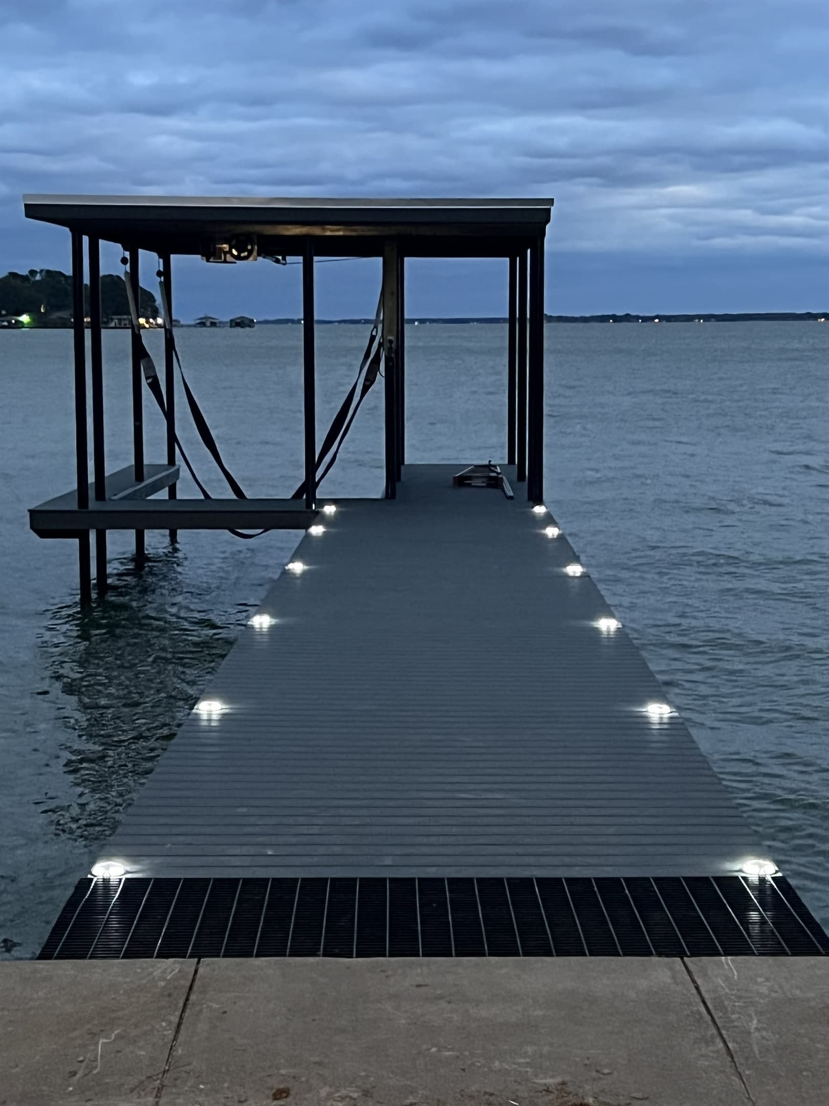 The dock lit up at night!  
