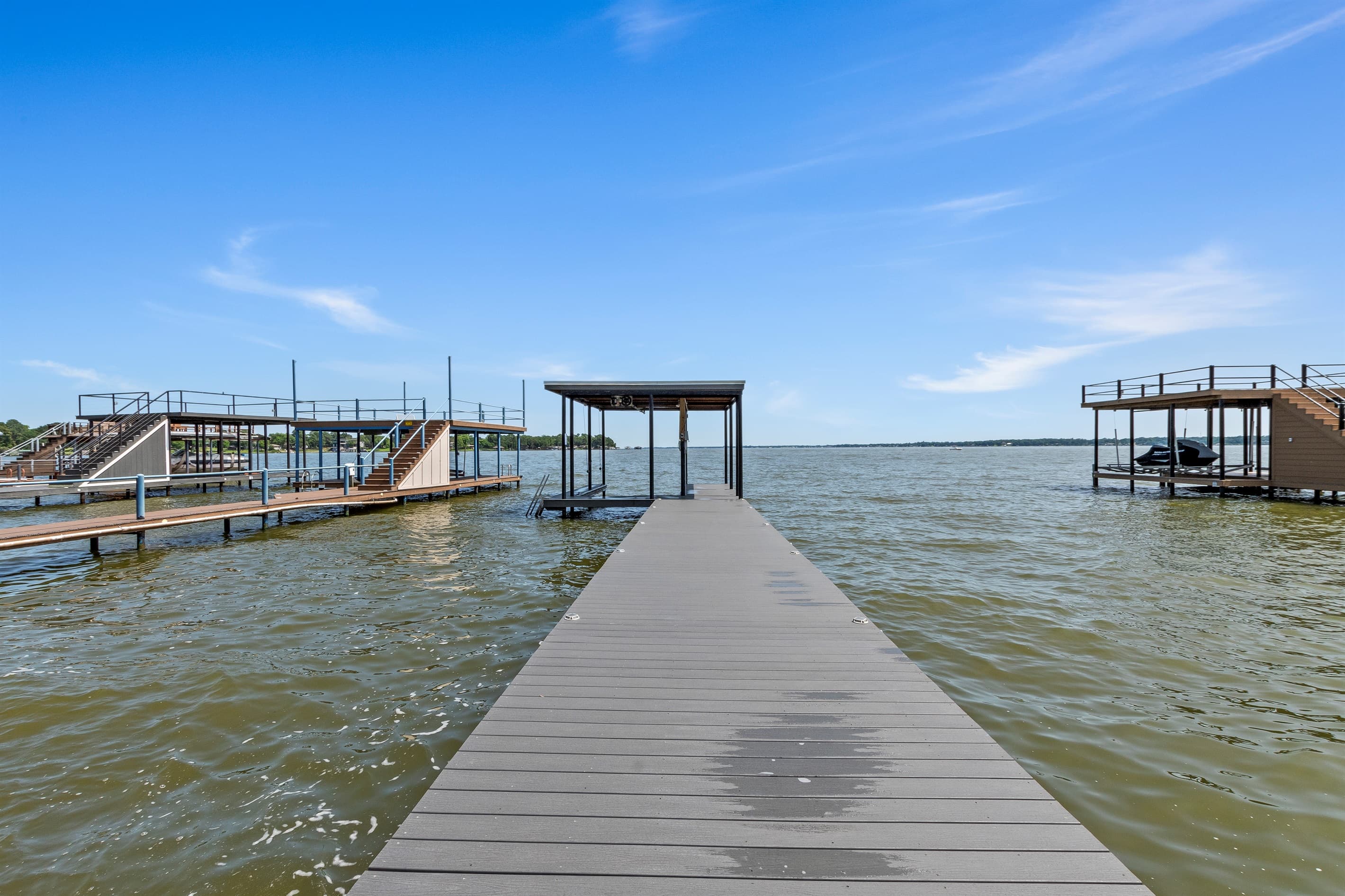 Step onto our wide, sturdy dock—perfect for easy boat access and peaceful fishing as you explore the lake.
