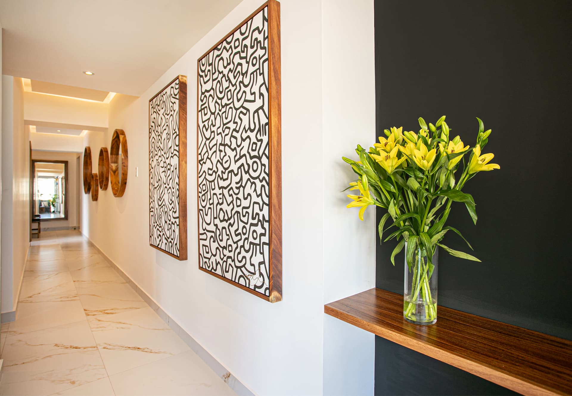 Another view of the long hallway from the living room.