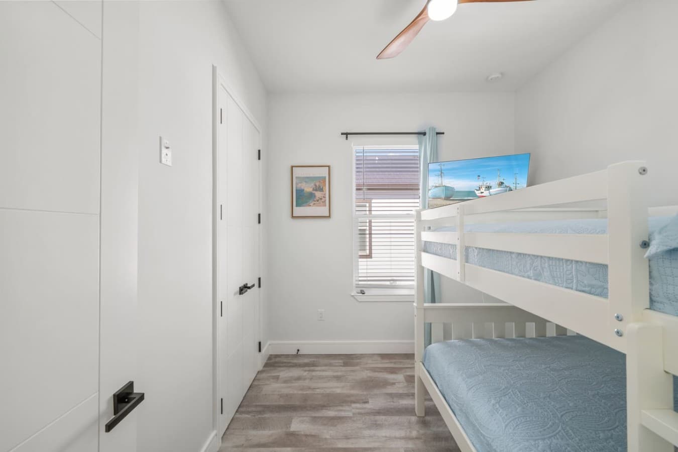 The fifth bedroom is a bunk room (upstairs) with double beds (can sleep 2 on top and 2 on bottom) as well as a large smart TV