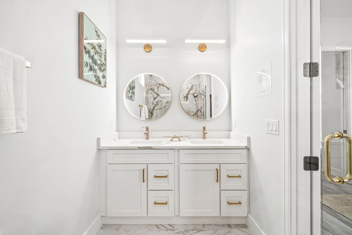 A beautiful master bathroom located upstairs
