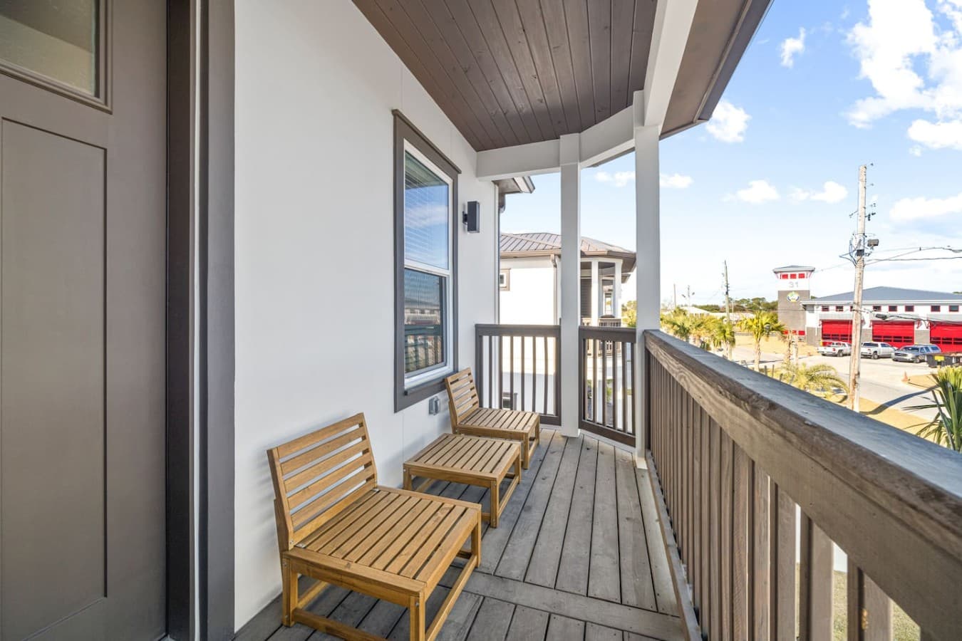 An intimate balcony located on the second level of the home located off the hallway