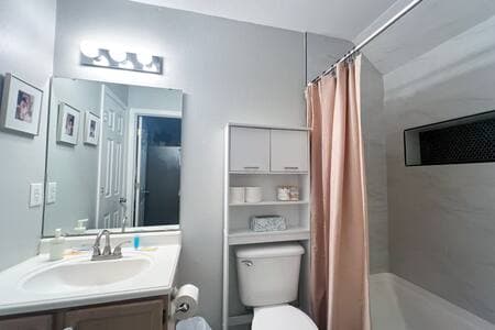 Downstairs shower with tub  